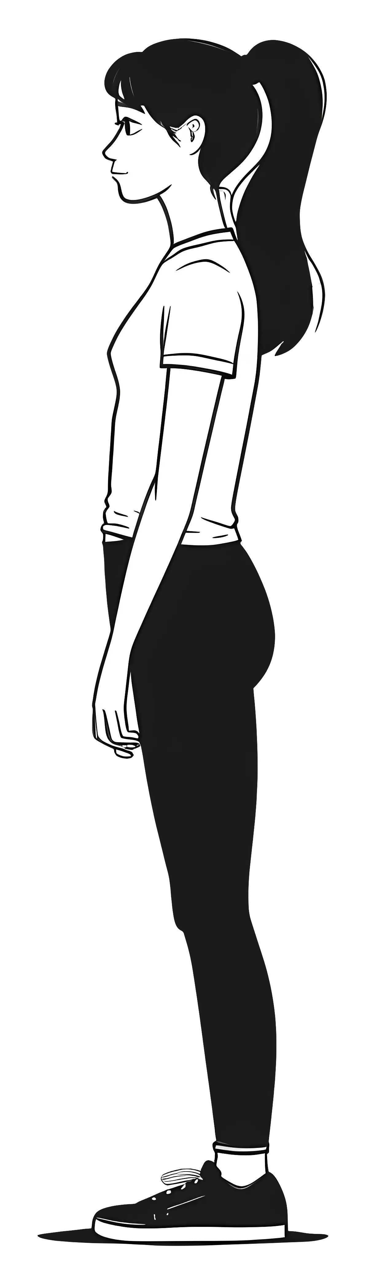 Side View of Cartoon Woman