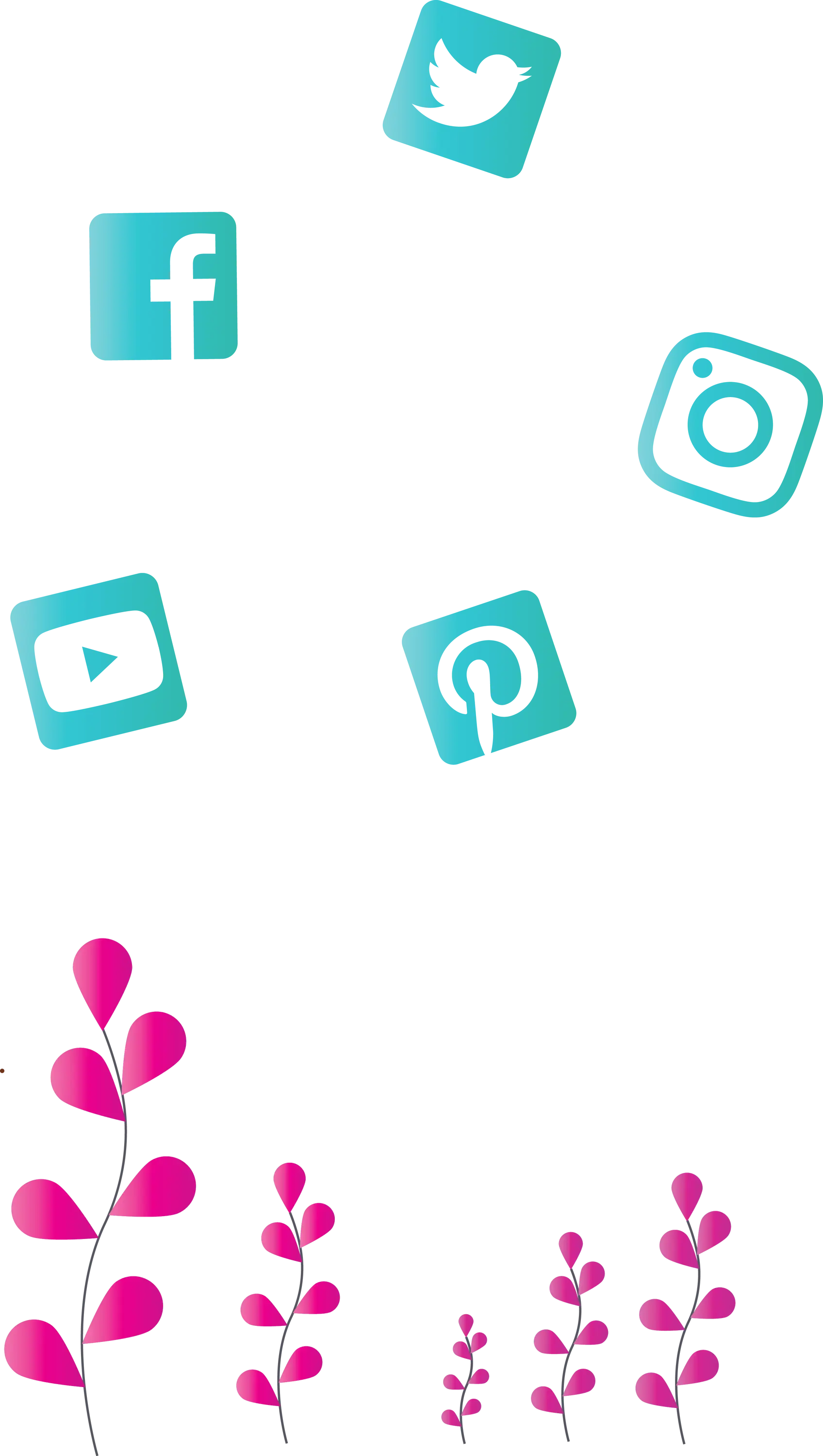 Social Media Icons with a Pink Floral Base