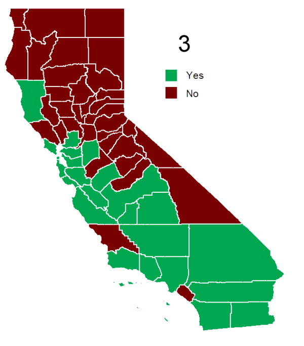 California Voting Map with Green and Red Regions