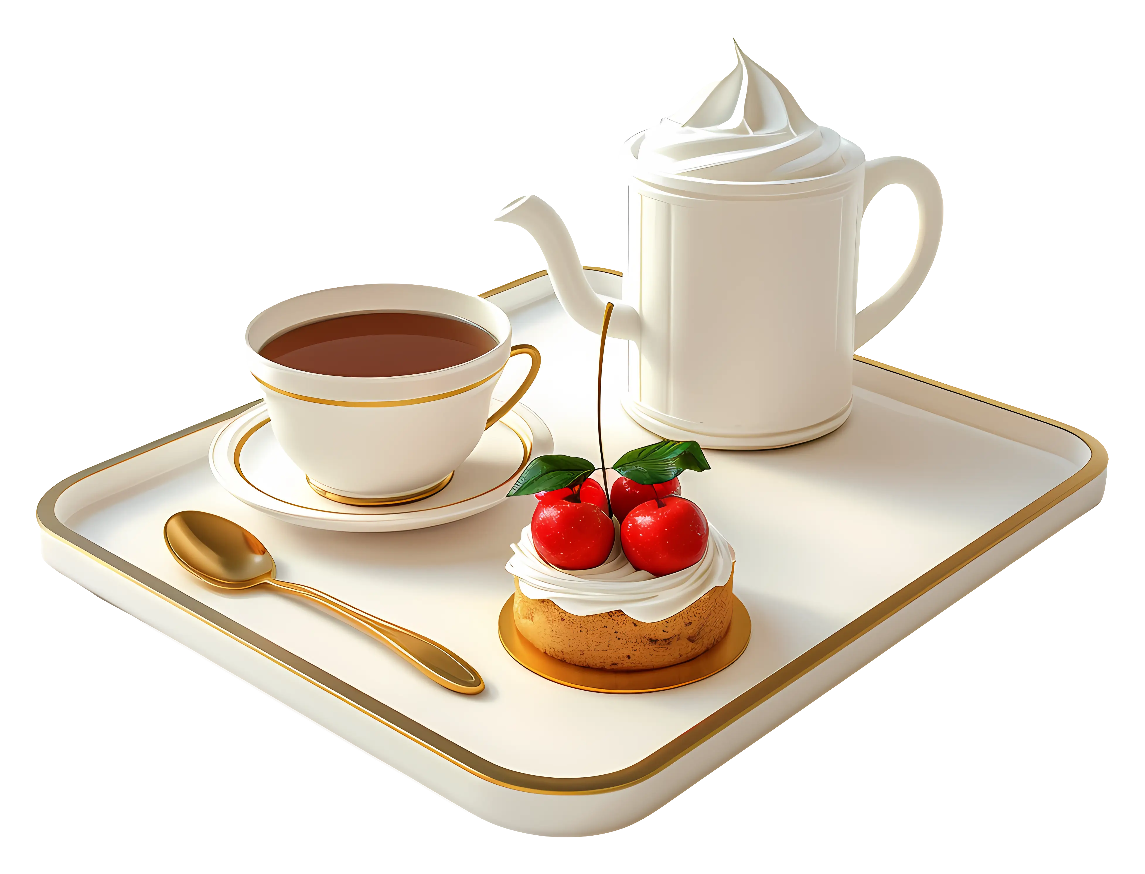 Elegant Tea Set with Dessert