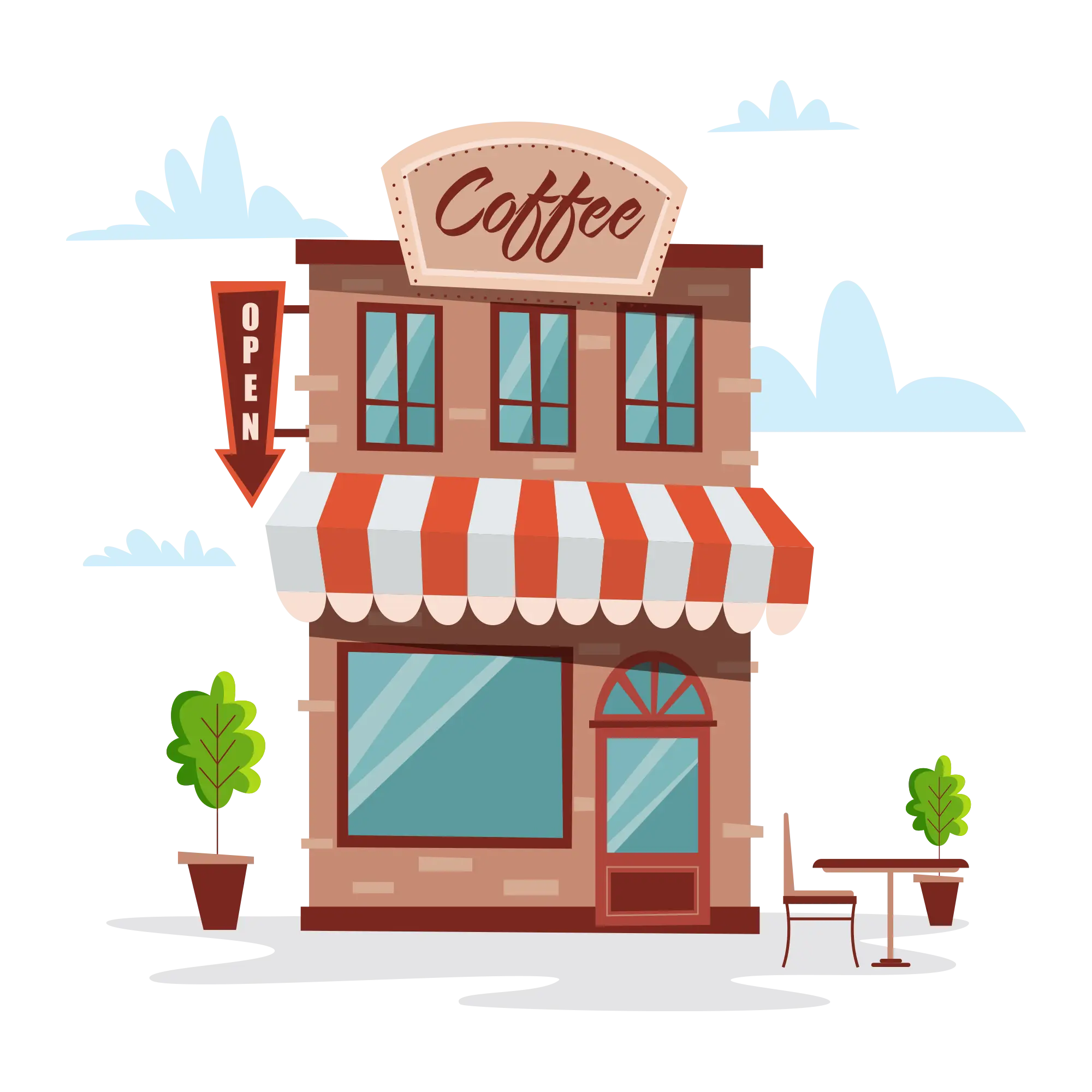 Cozy Coffee Shop with Open Sign