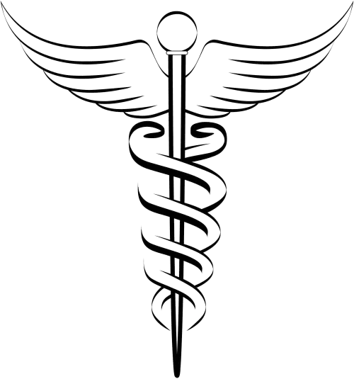 Medical Caduceus with Wings and Serpent