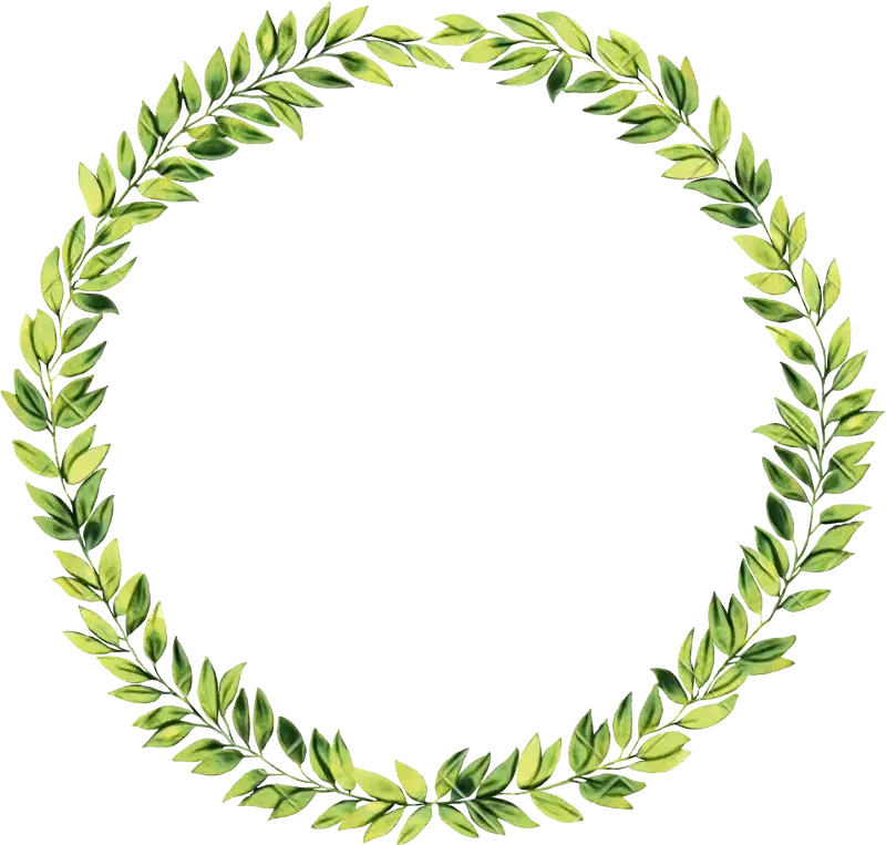 Circular Green Leaf Wreath Design