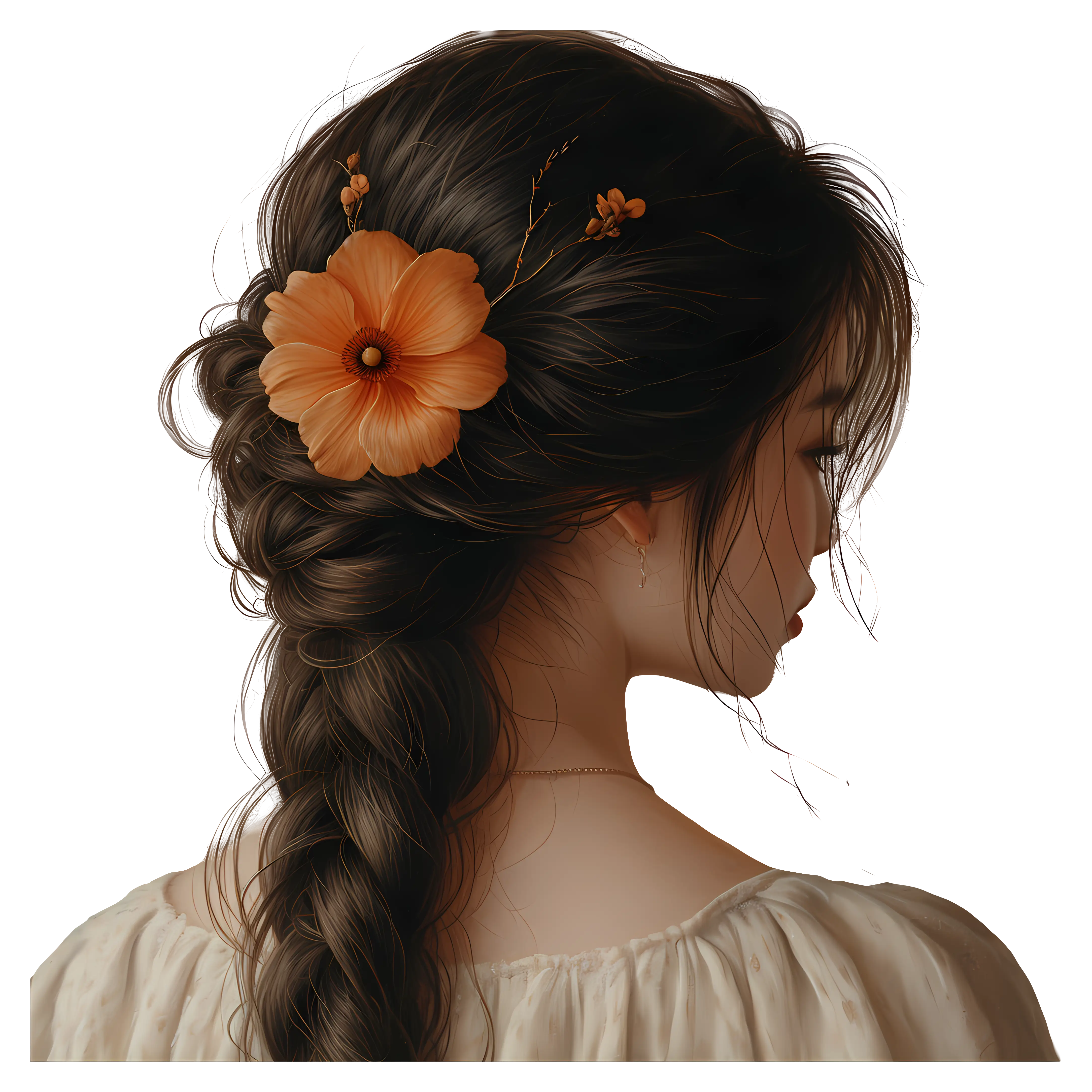 Elegant Woman with Flower in Hair
