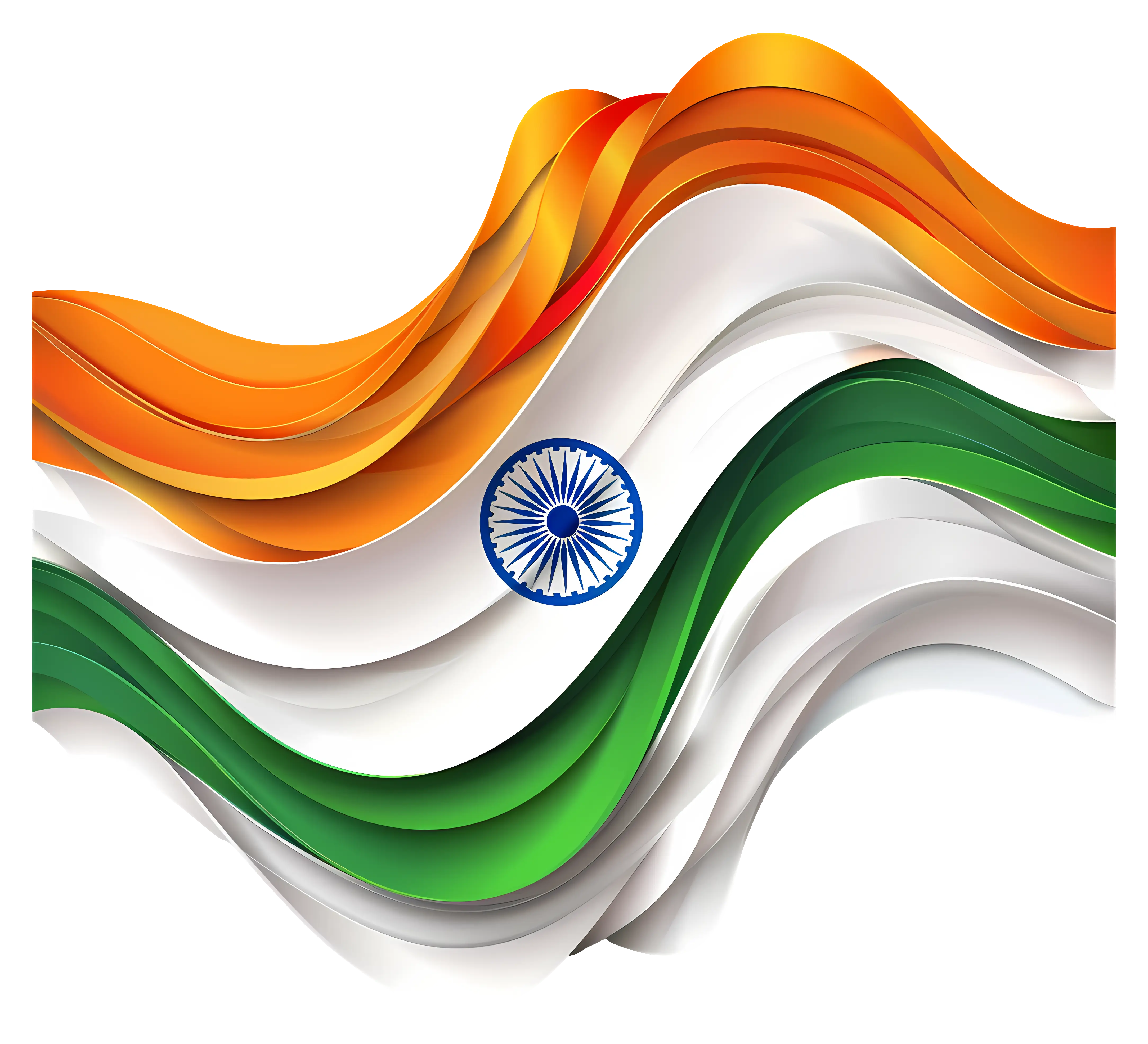 Wavy Indian Flag Design with Ashoka Chakra