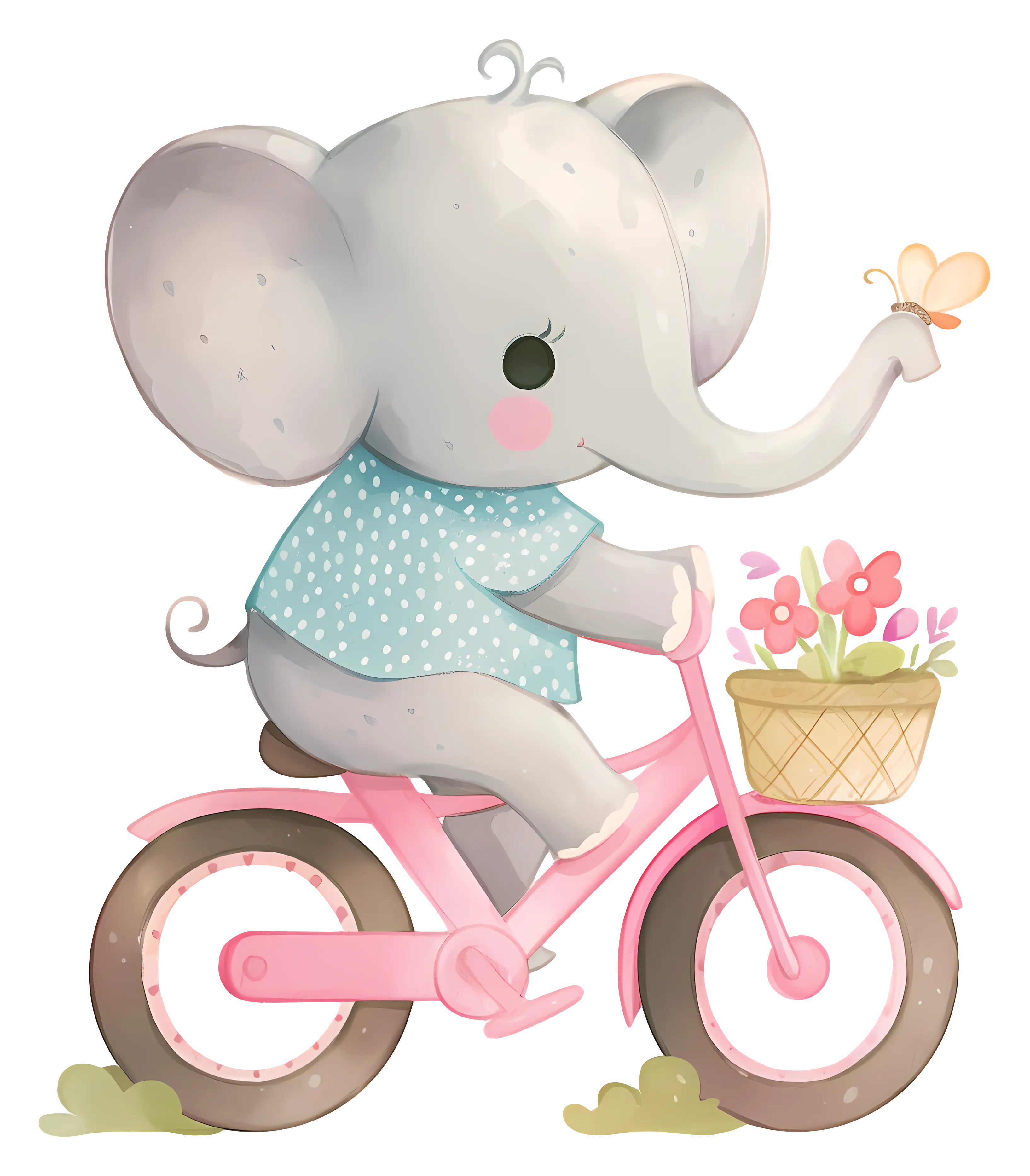 Cute Elephant Riding a Bicycle