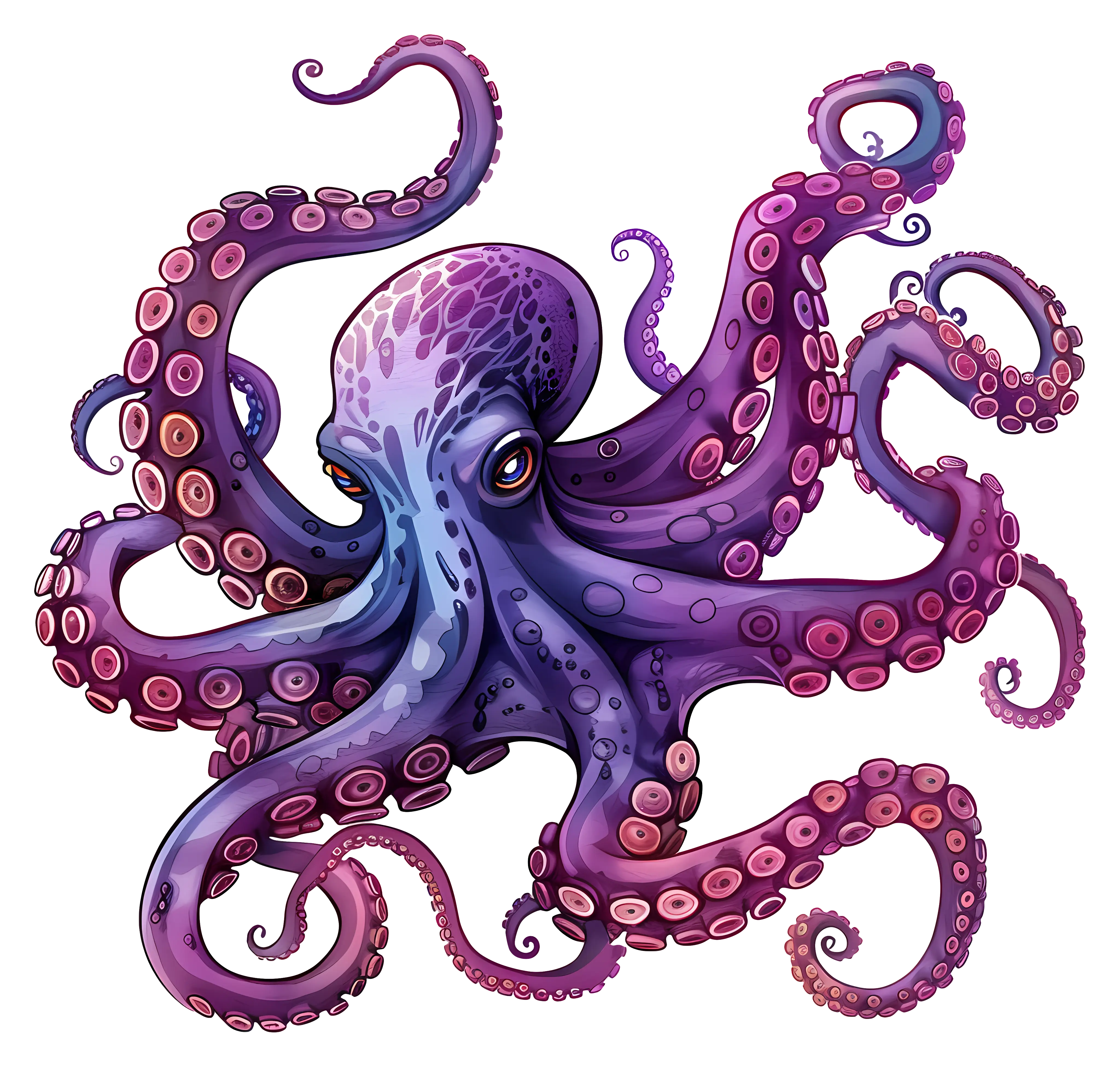 Vibrant Purple Octopus with Elaborate Tentacles