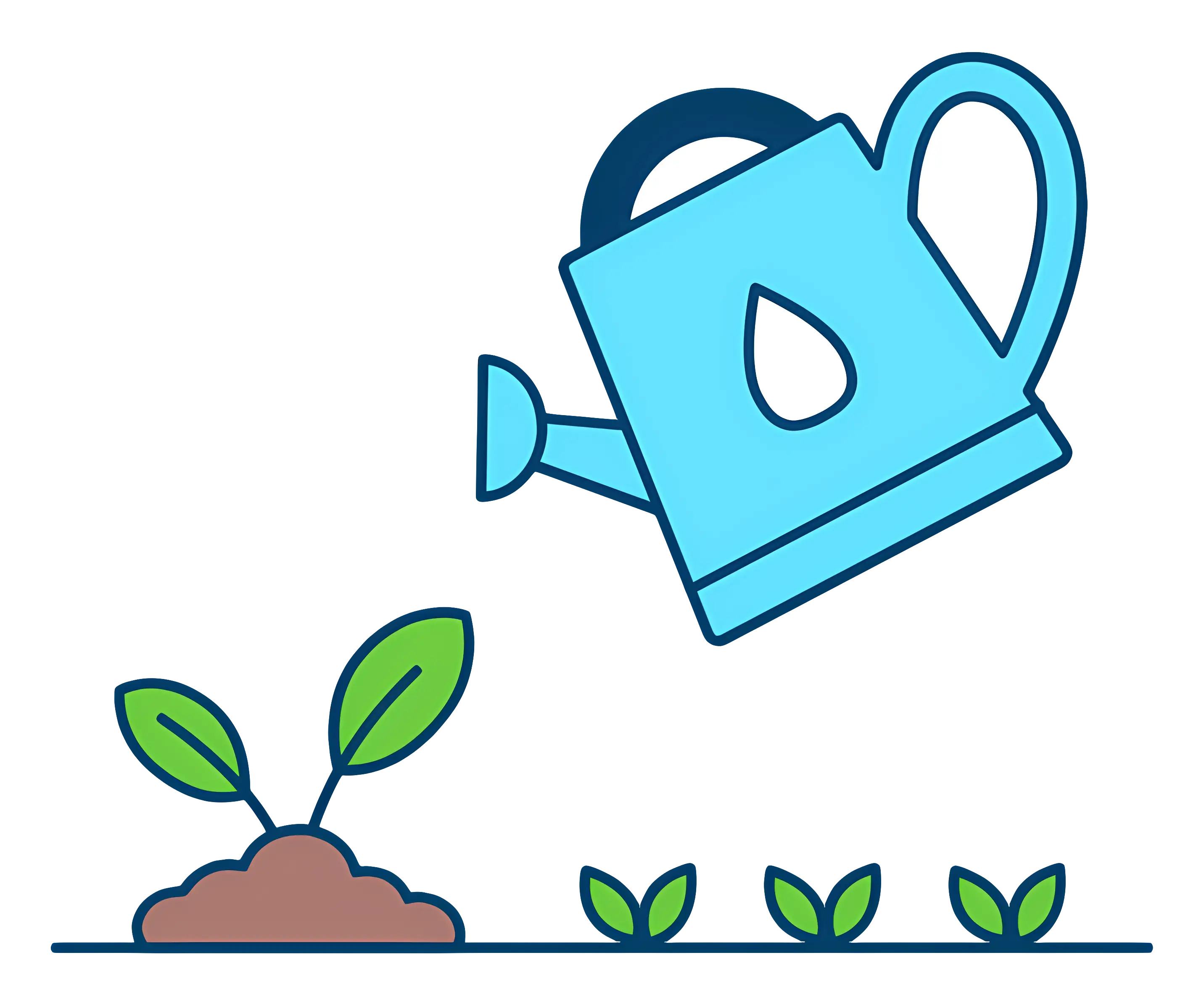 Watering Can and Plants Illustration