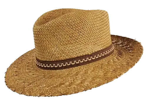 Straw Hat with Brown Decorative Band