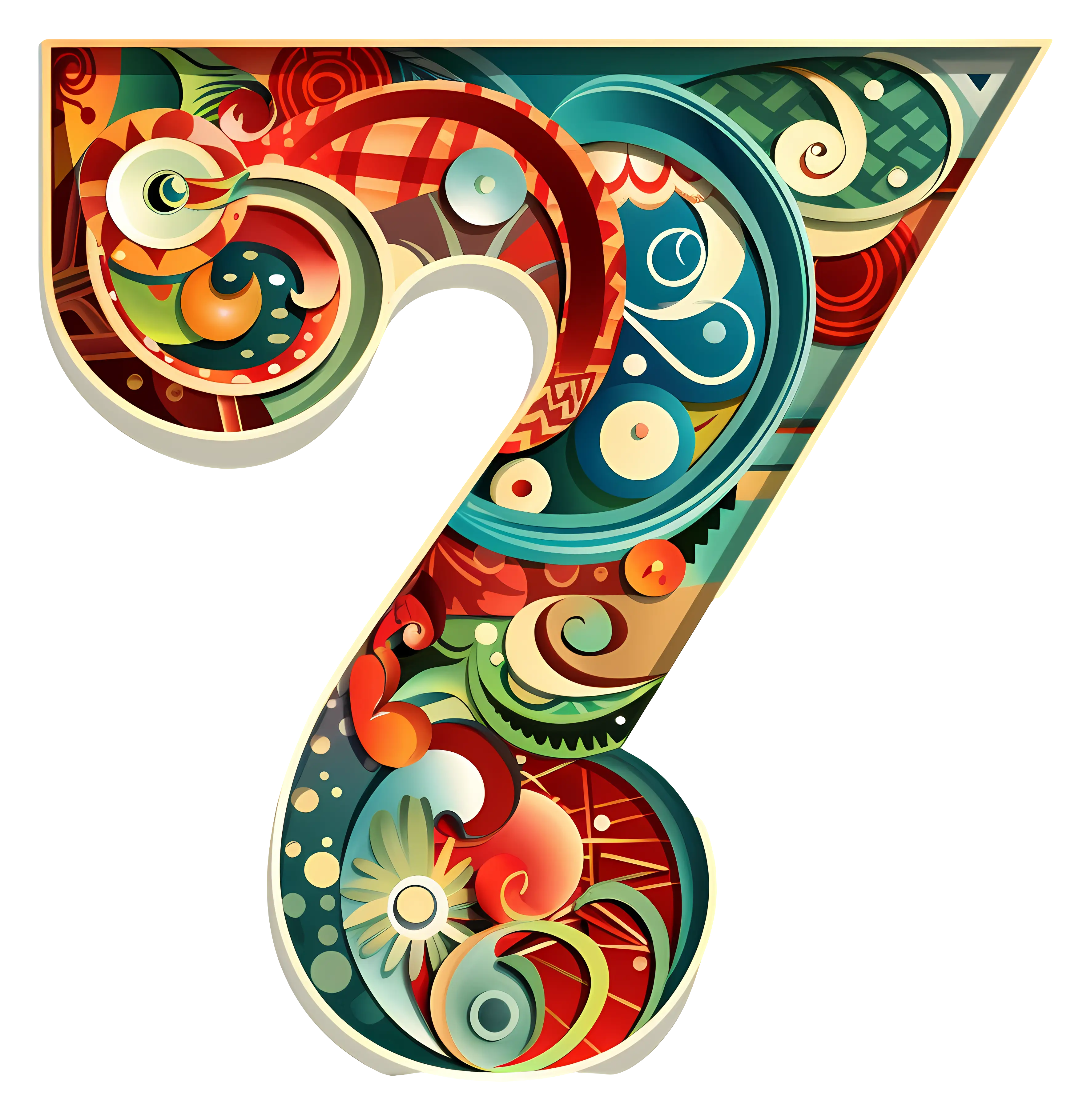 Colorful Patterned Number 7
