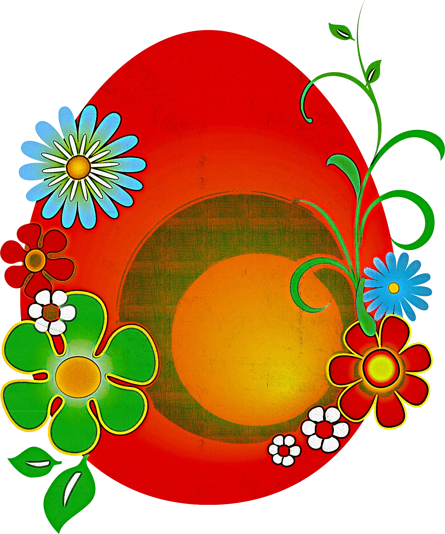 Colorful Easter Egg with Floral Decorations