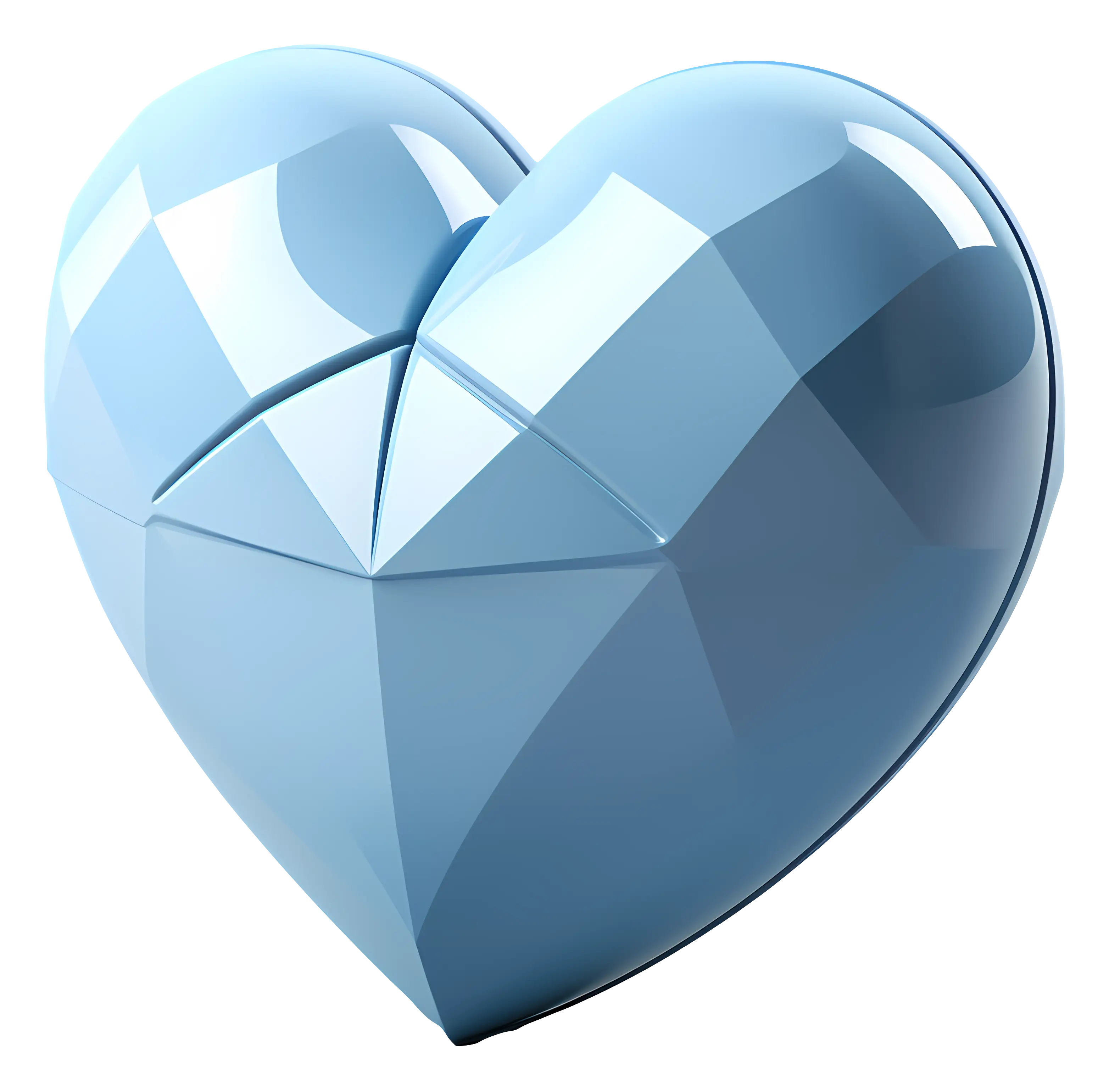 Shiny Geometric Blue Heart Icon