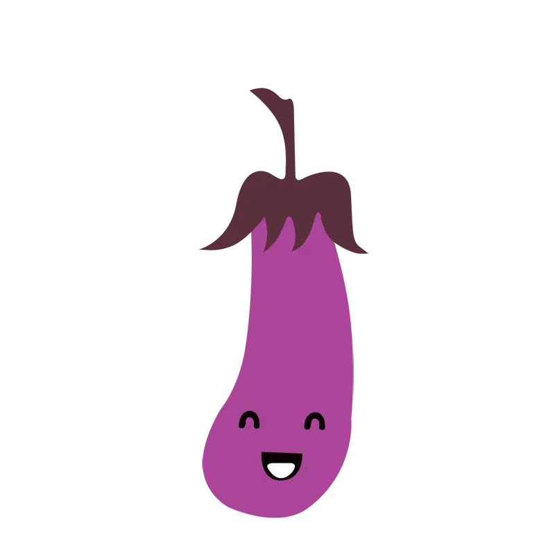 Happy Purple Eggplant Cartoon Illustration