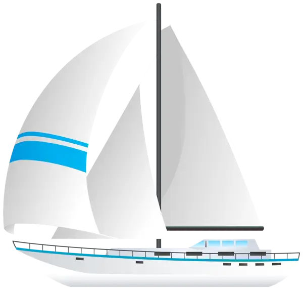 Illustration of a Sailing Boat with Blue Stripes
