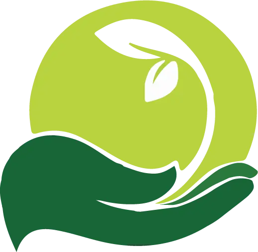 Green Hand Holding a Leaf