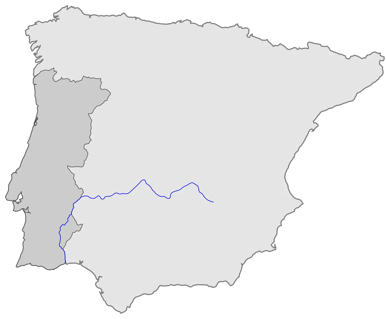 Map of Iberian Peninsula Featuring River