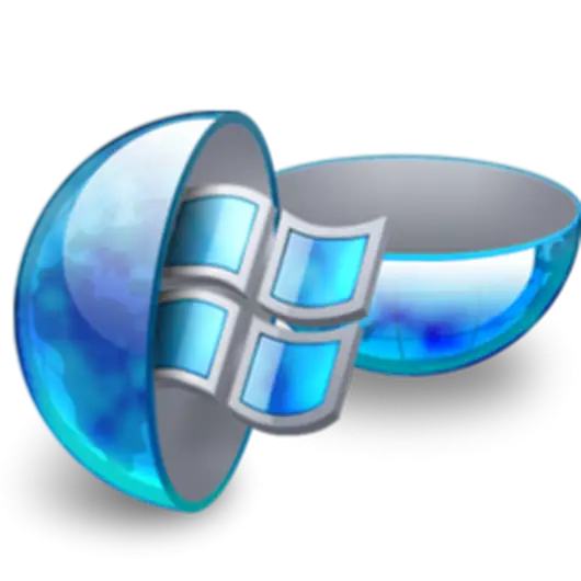 Split Blue Glass Orb with Windows Logo