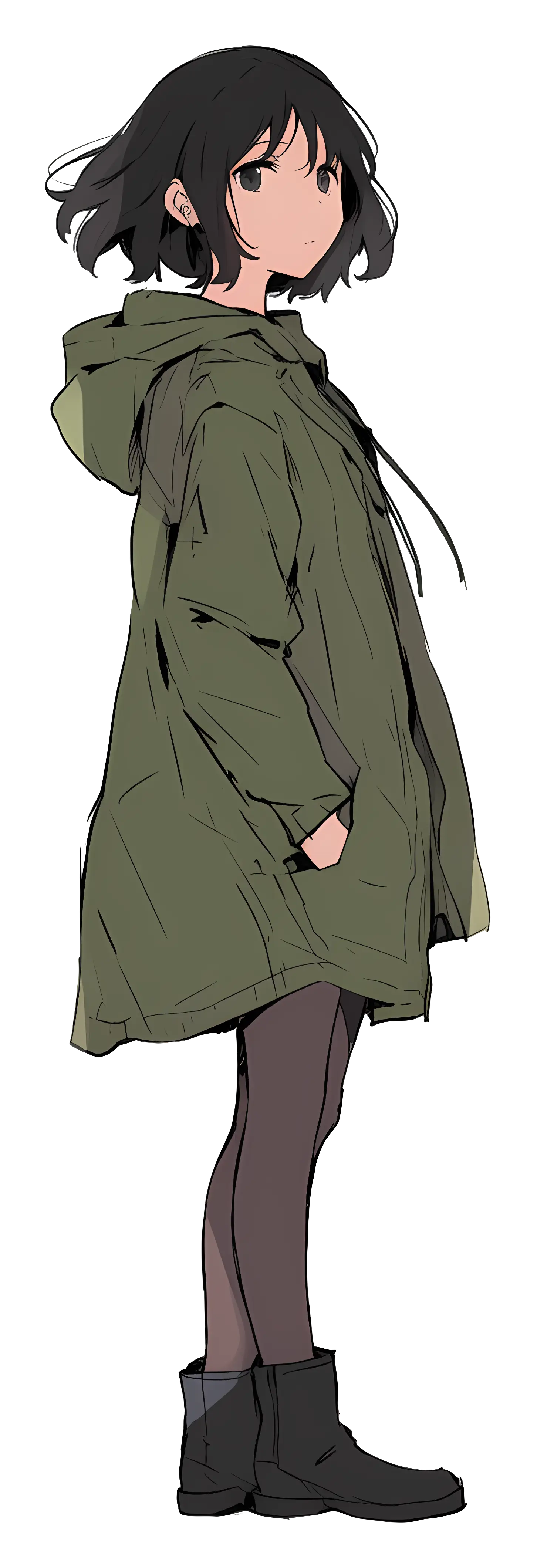 Anime Girl in Green Coat