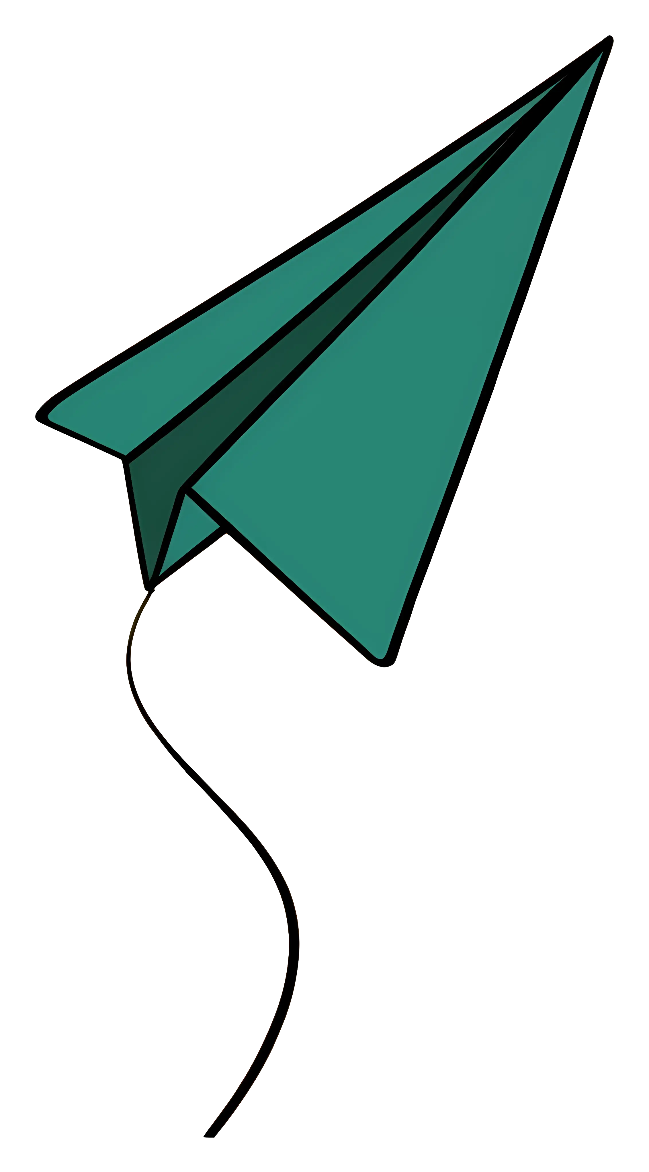 Green Paper Airplane with String