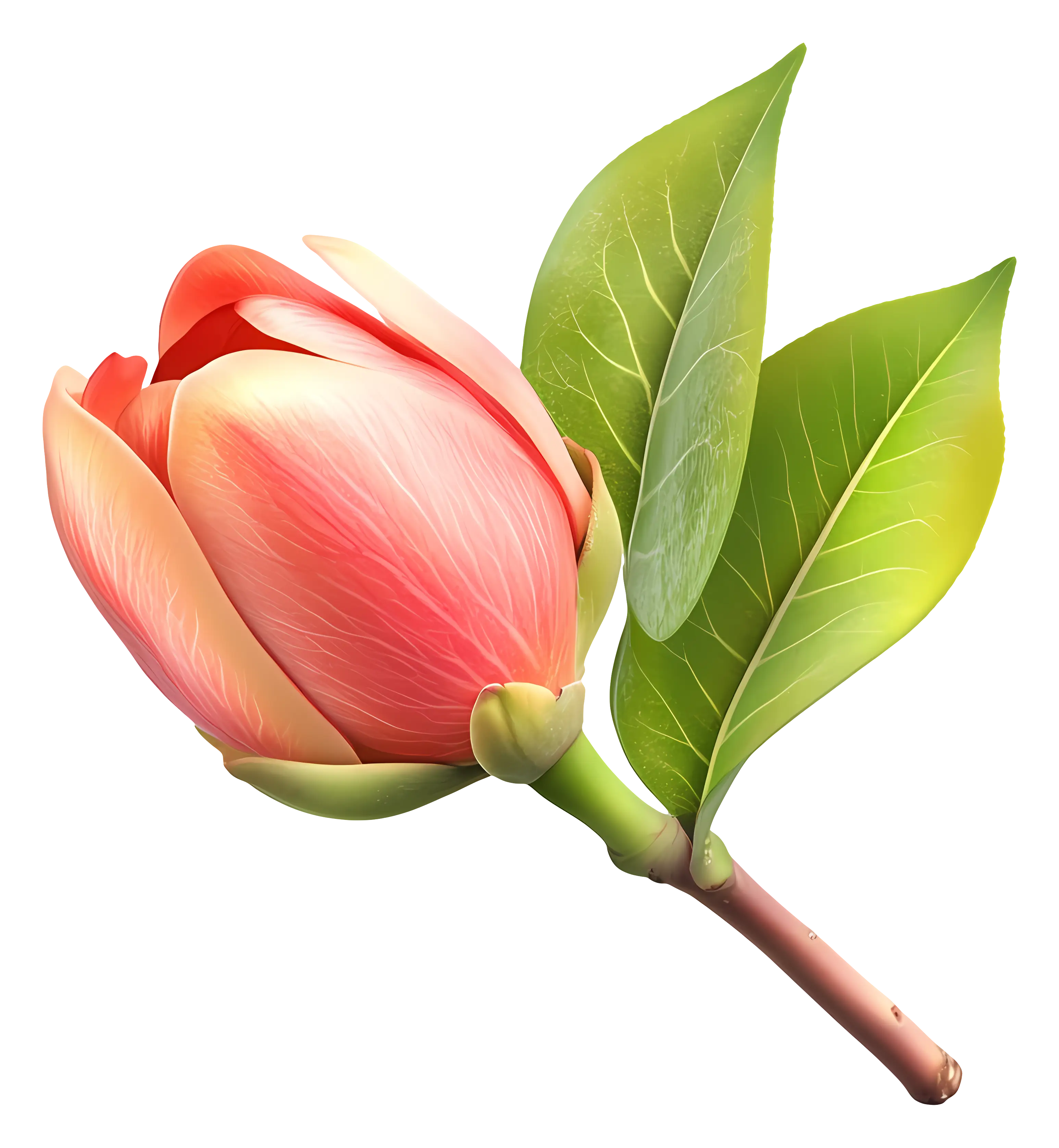 Flower Bud with Leaves Illustration