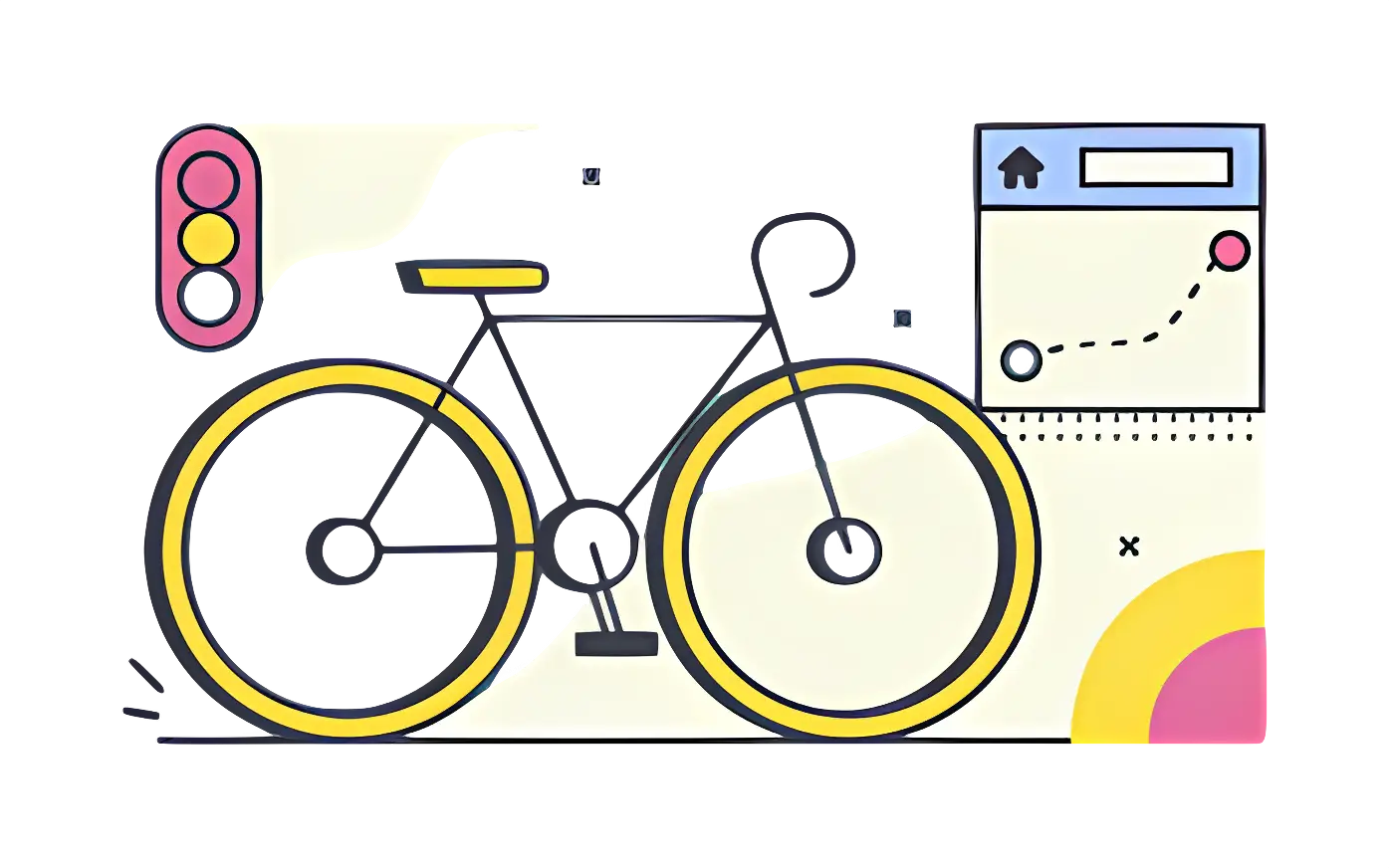Bicycle with Route and Traffic Light