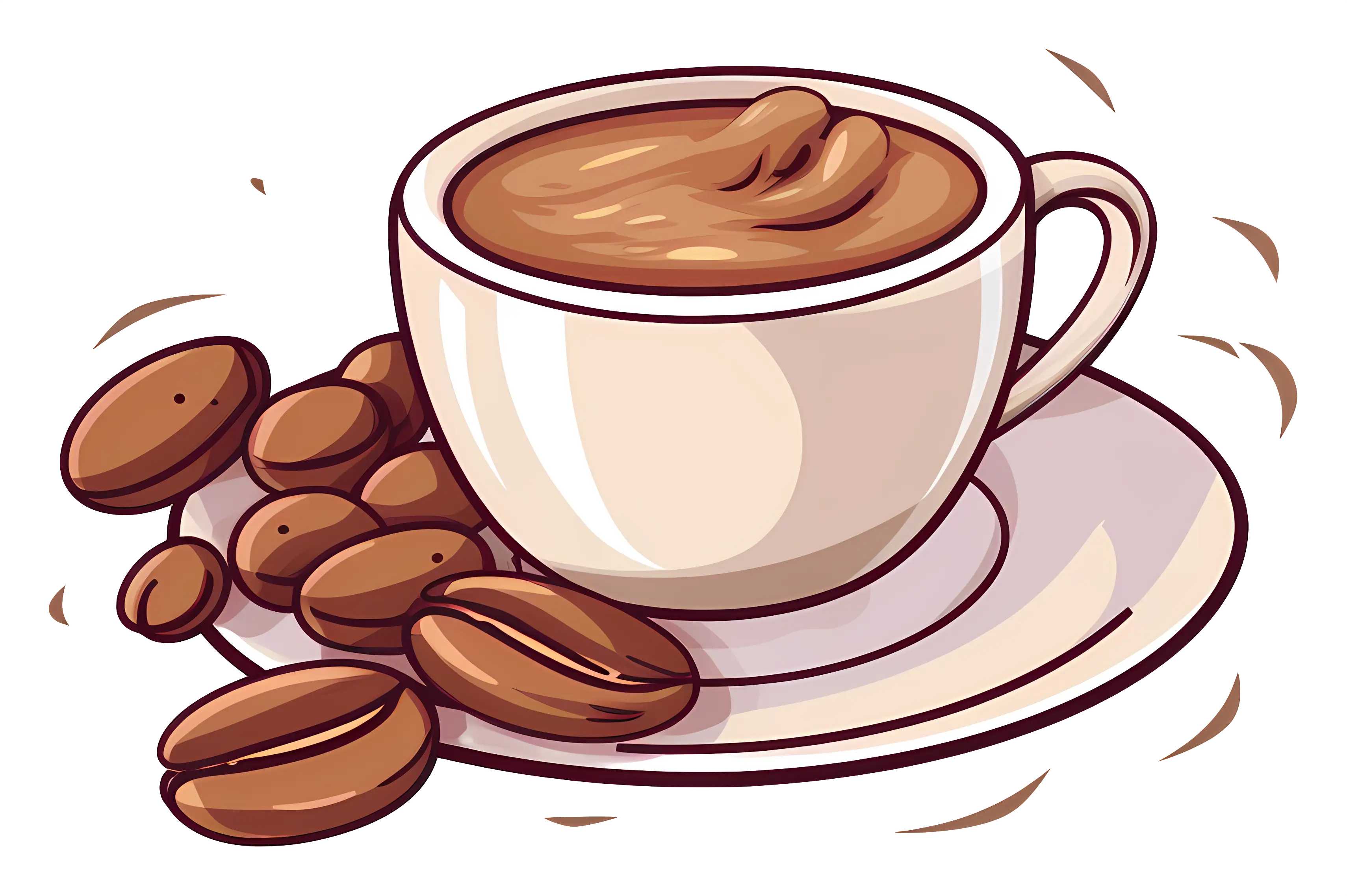 Illustration of Coffee Cup with Beans