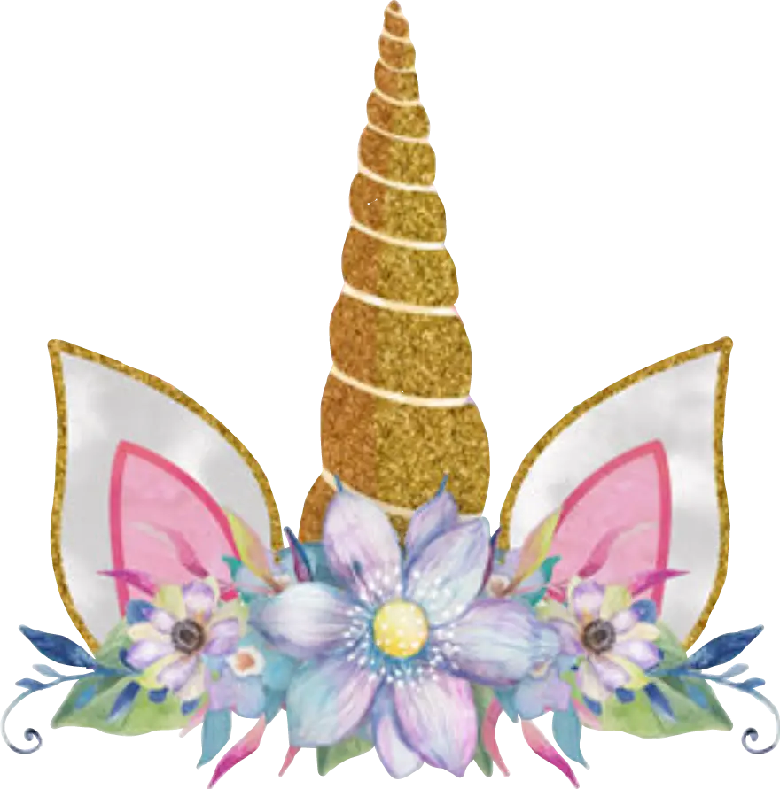 Colorful Unicorn Horn with Flowers