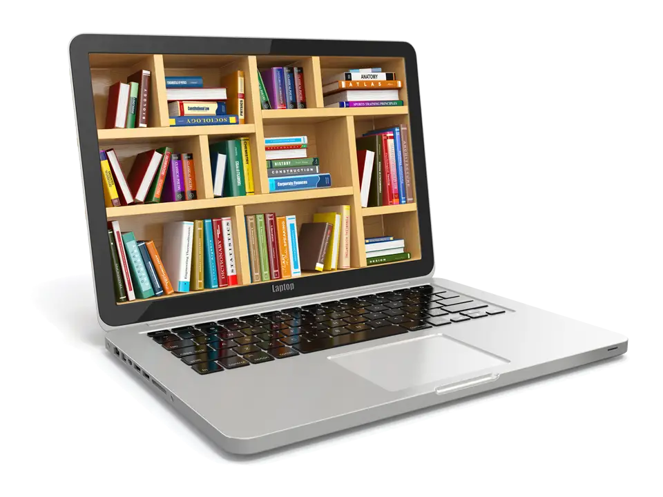Laptop with Bookshelf Display for Education