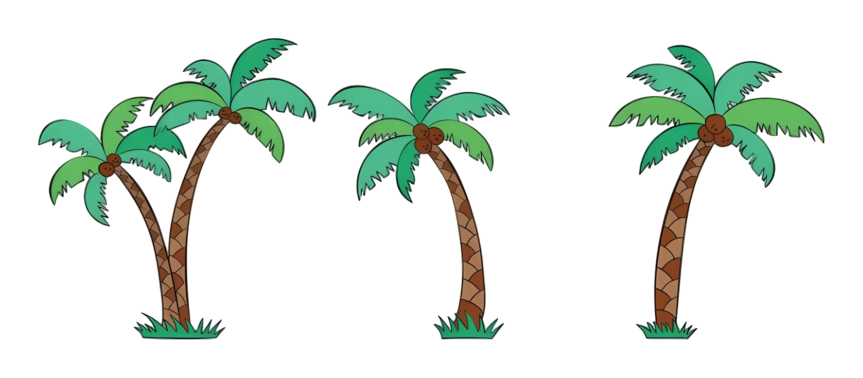 Cartoon Palm Trees in Tropical Setting