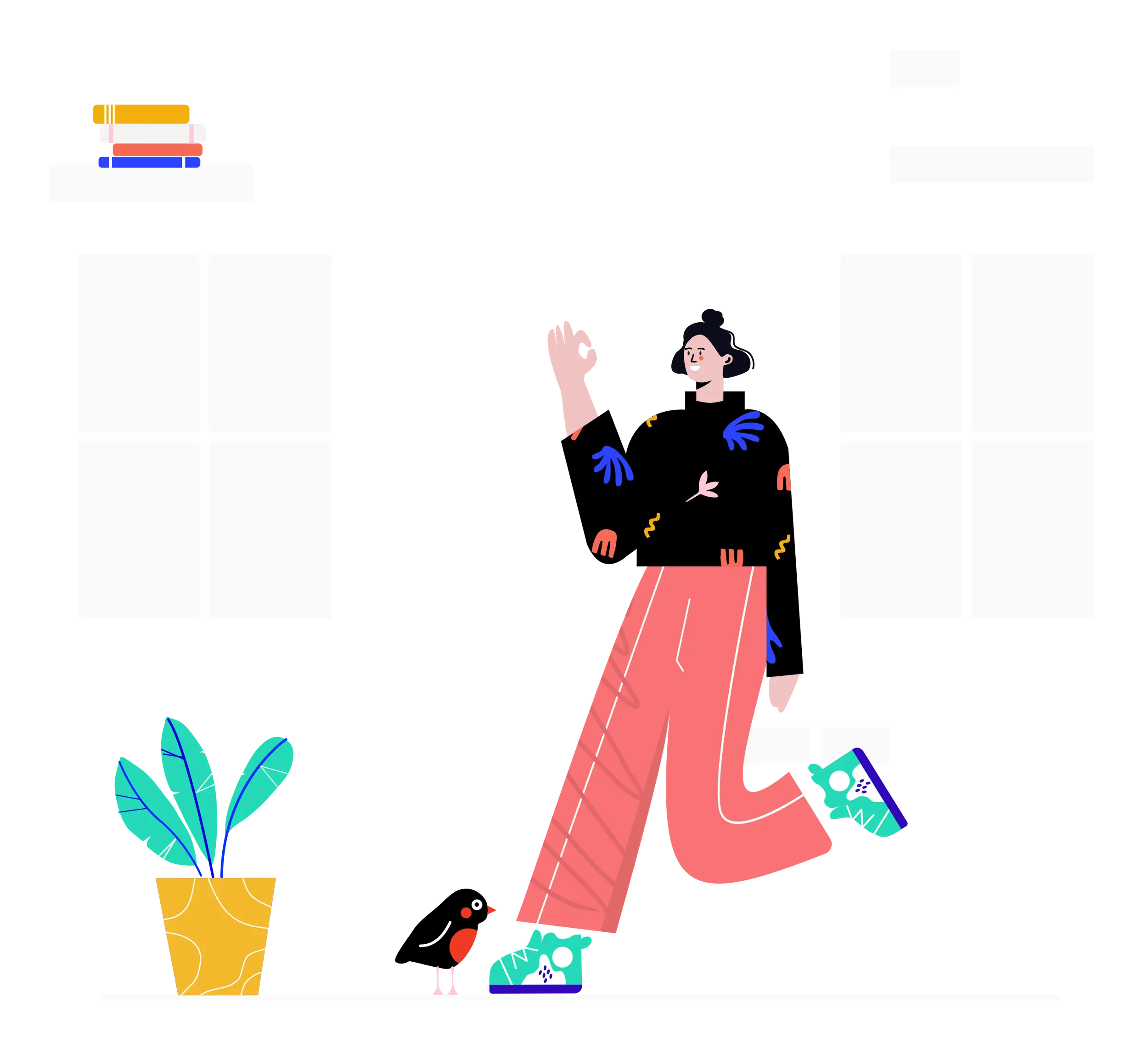 Abstract Walking Woman Design