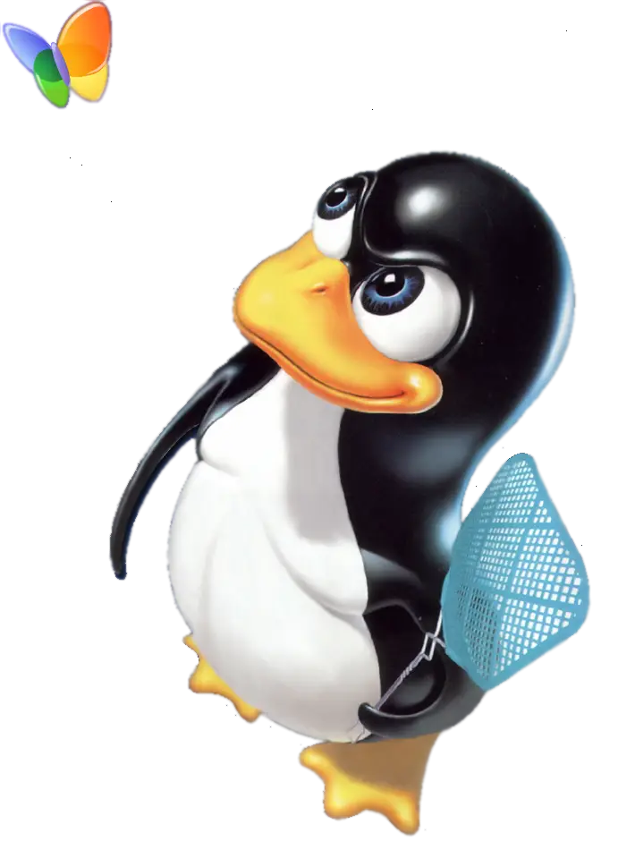 Cute Cartoon Penguin with Flyswatter