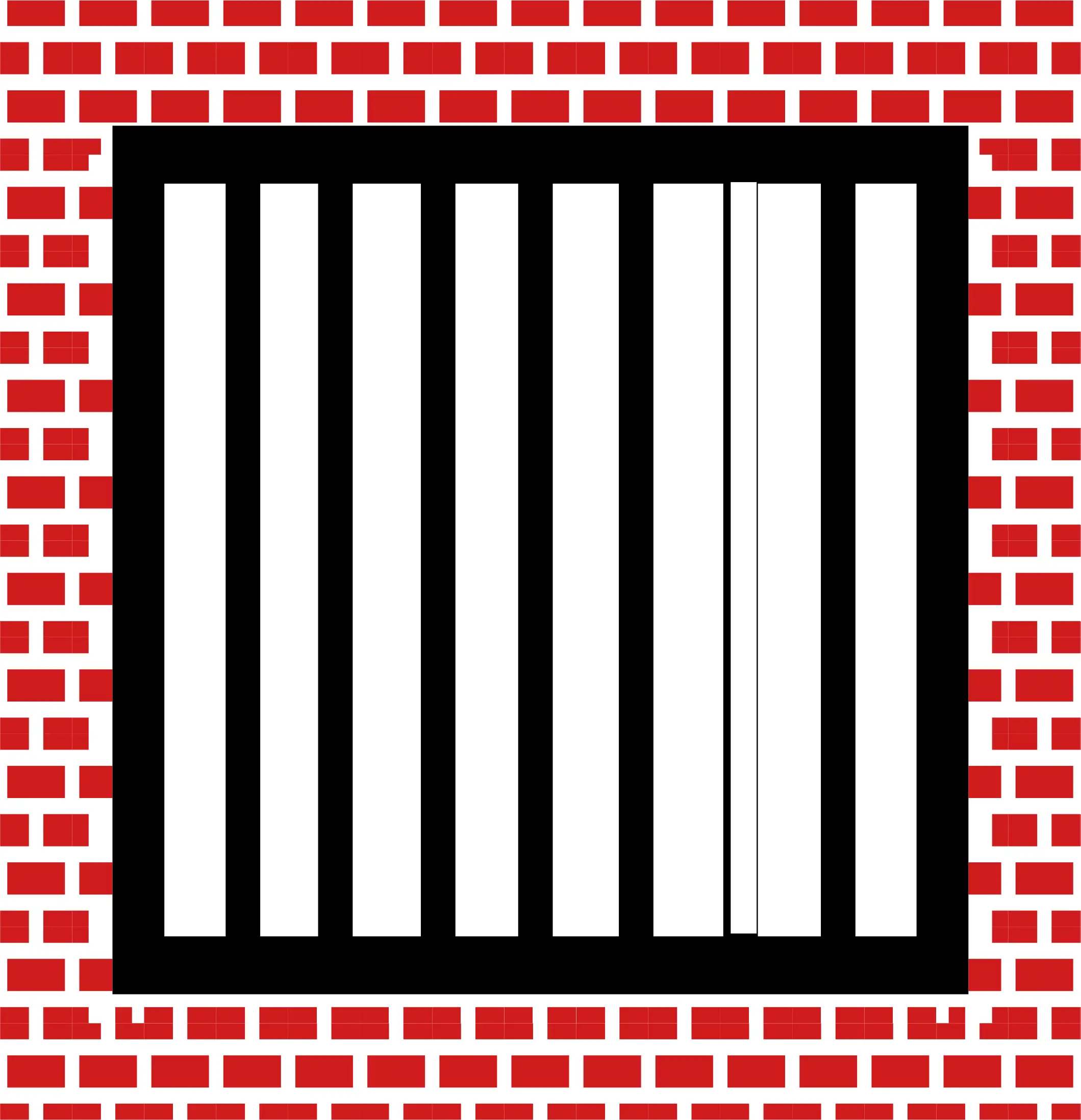 Illustration of Prison Bars Against Brick Wall