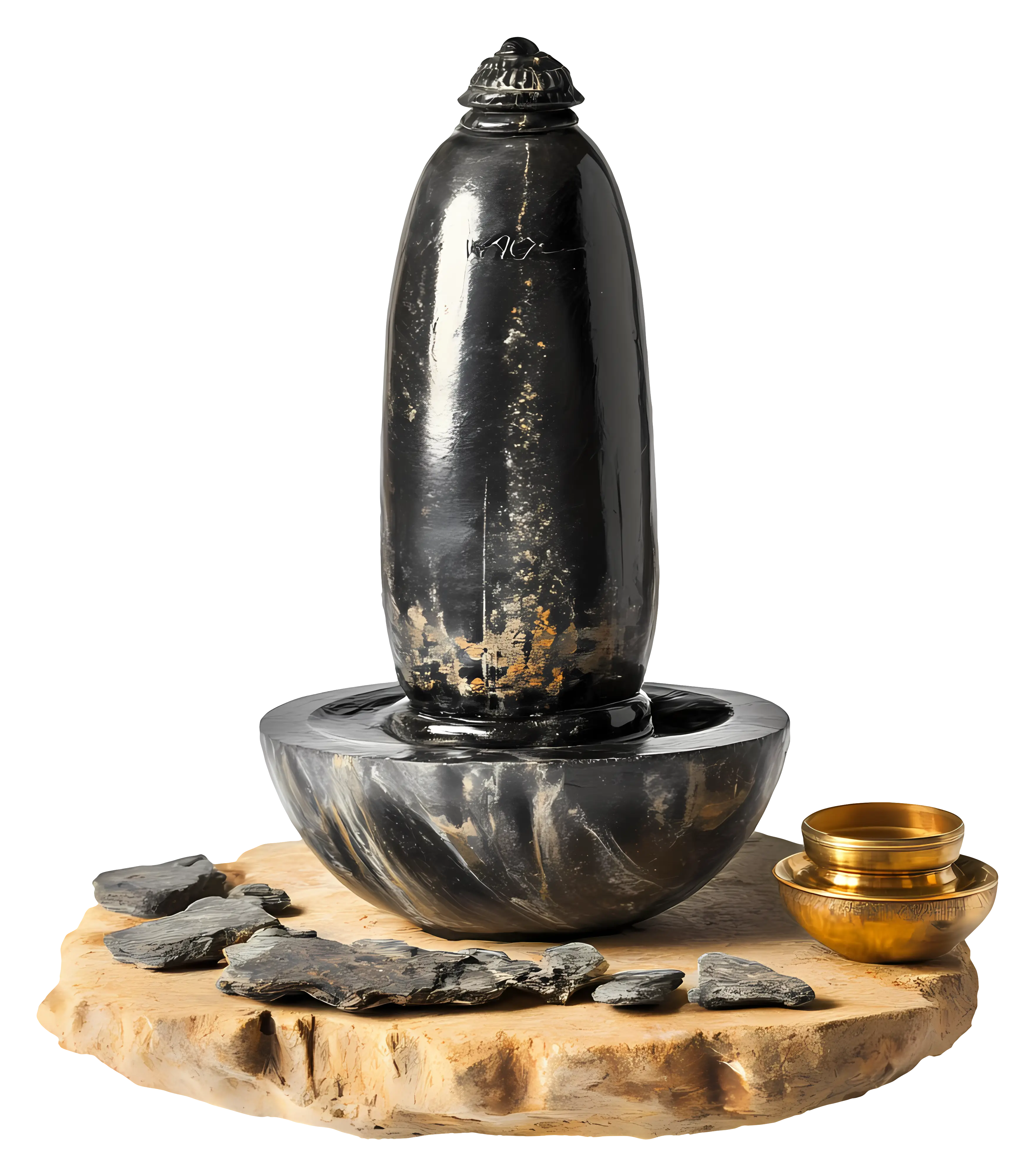 Black Stone Fountain with Bowls
