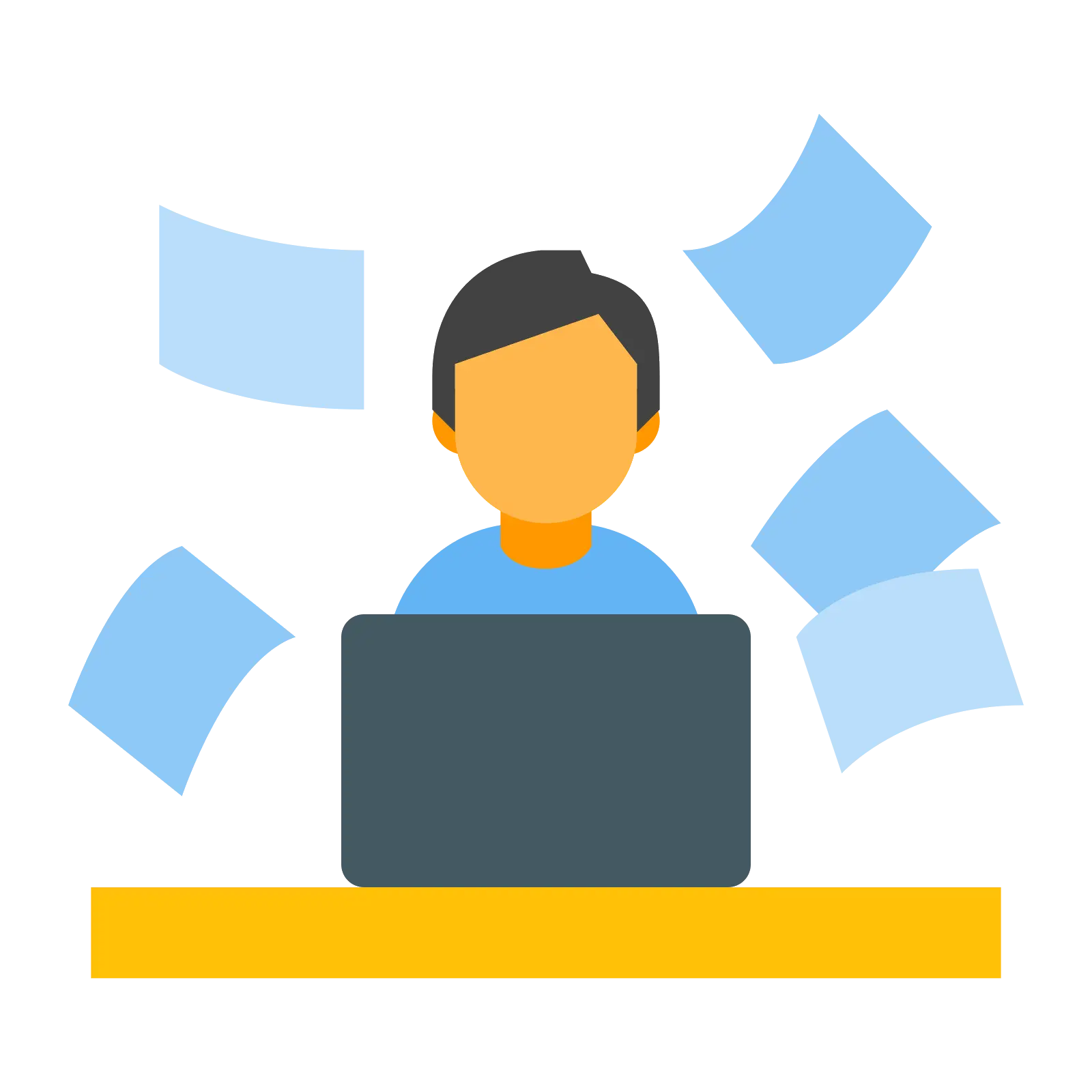 Person Working on Laptop with Papers
