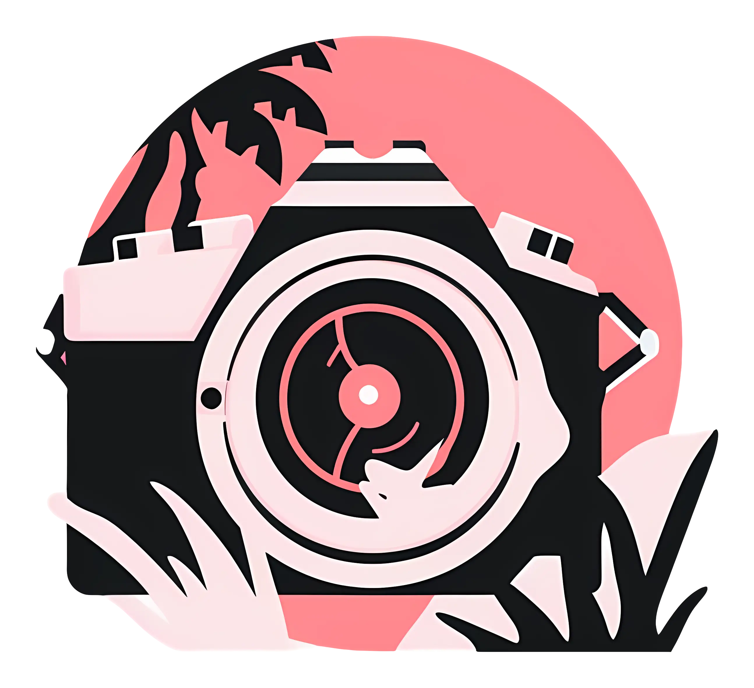 Camera Icon with Nature Elements