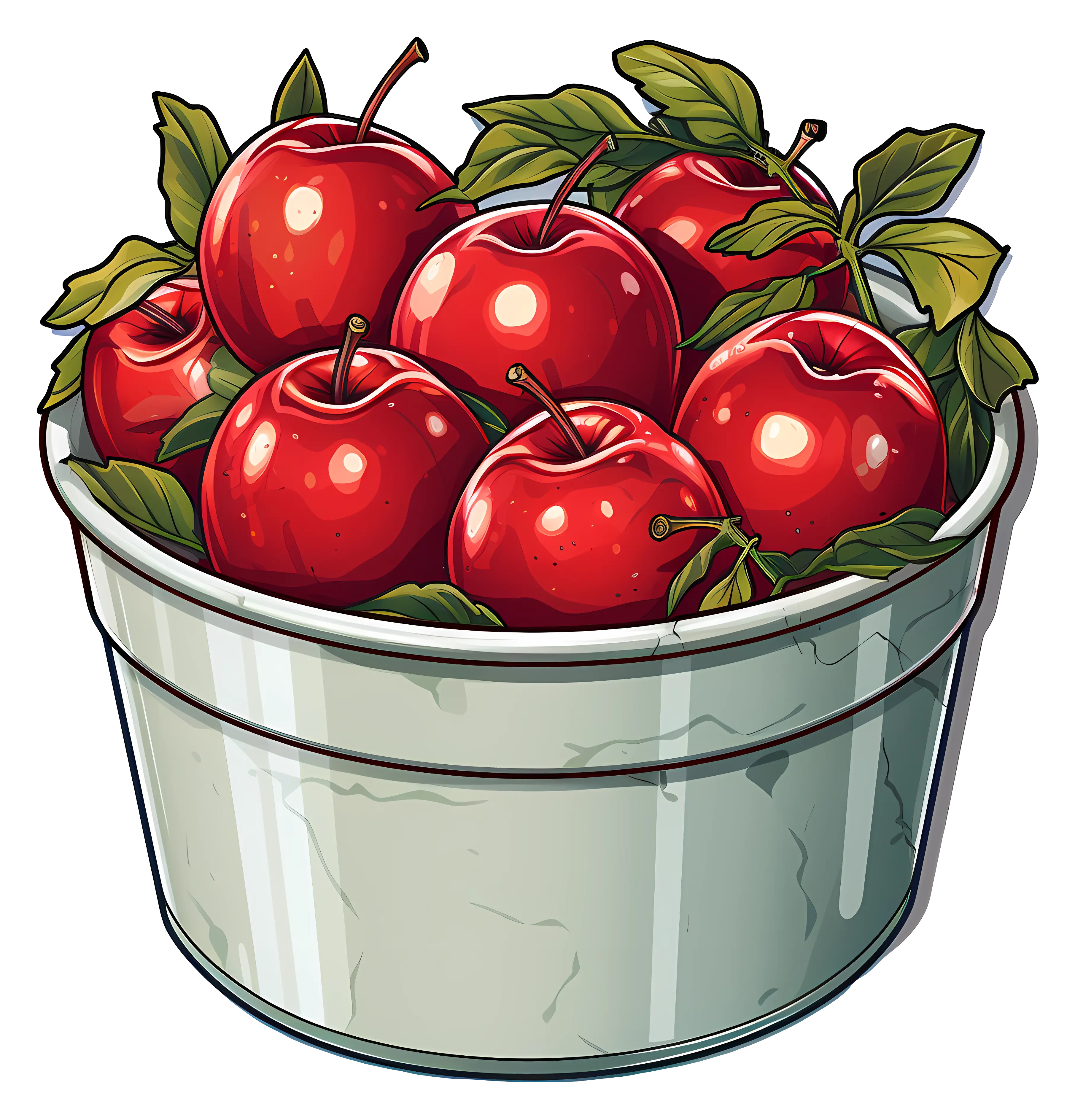 Red Apples in a White Bucket