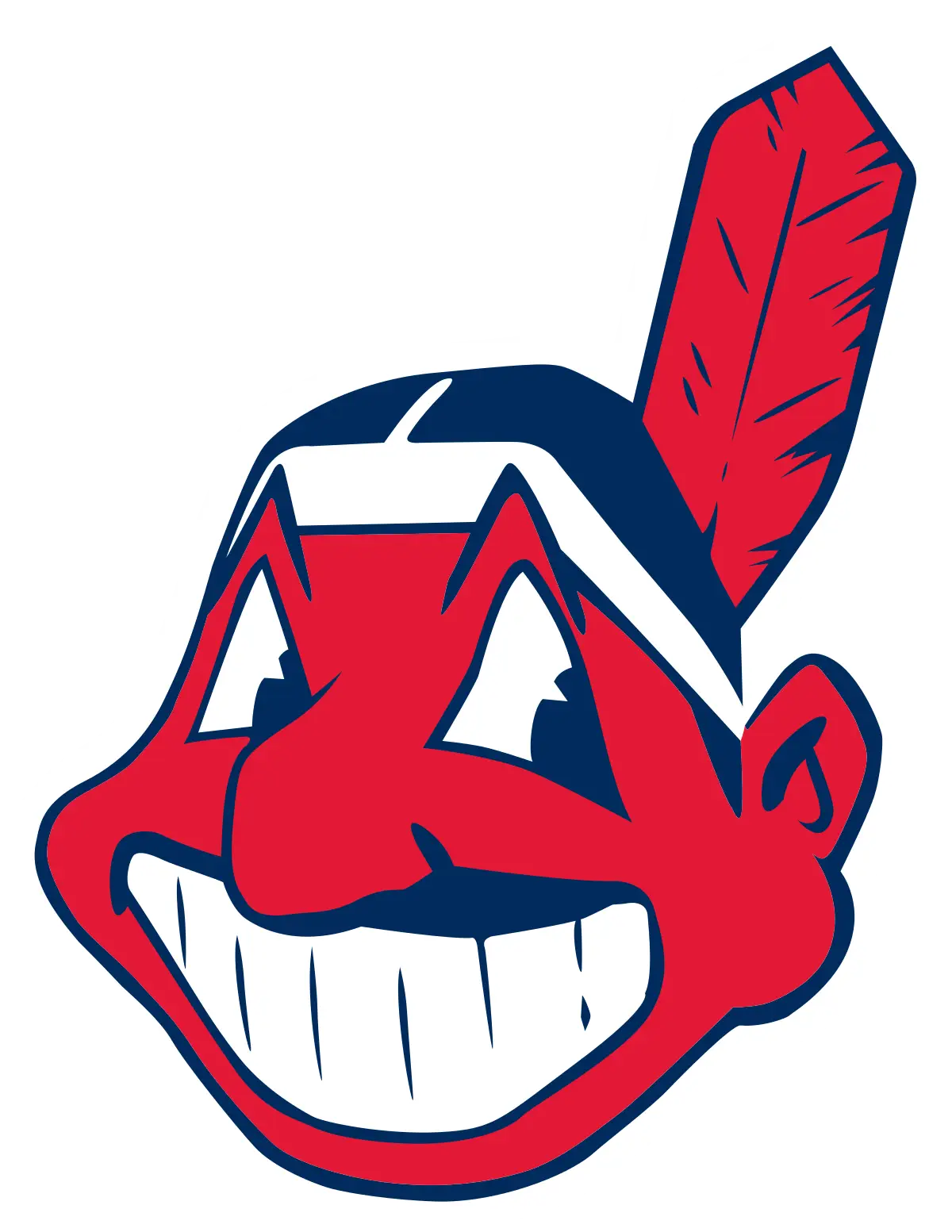 Smiling Red Cartoon Face with Feather Logo