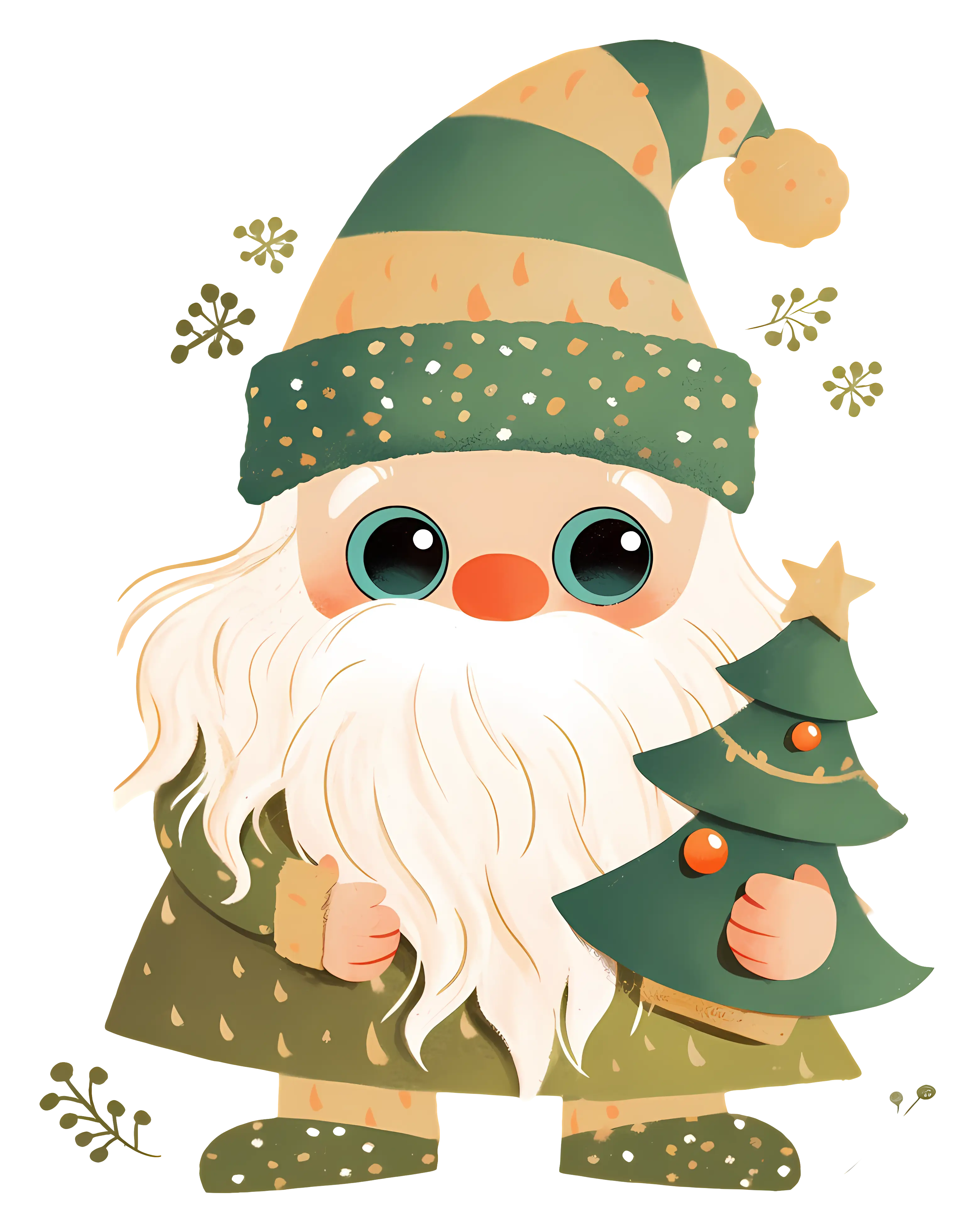 Cute Gnome Holding Christmas Tree