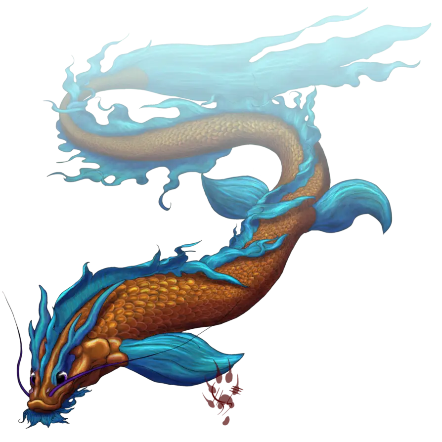 Mythical Golden and Blue Fish in Fantasy Design