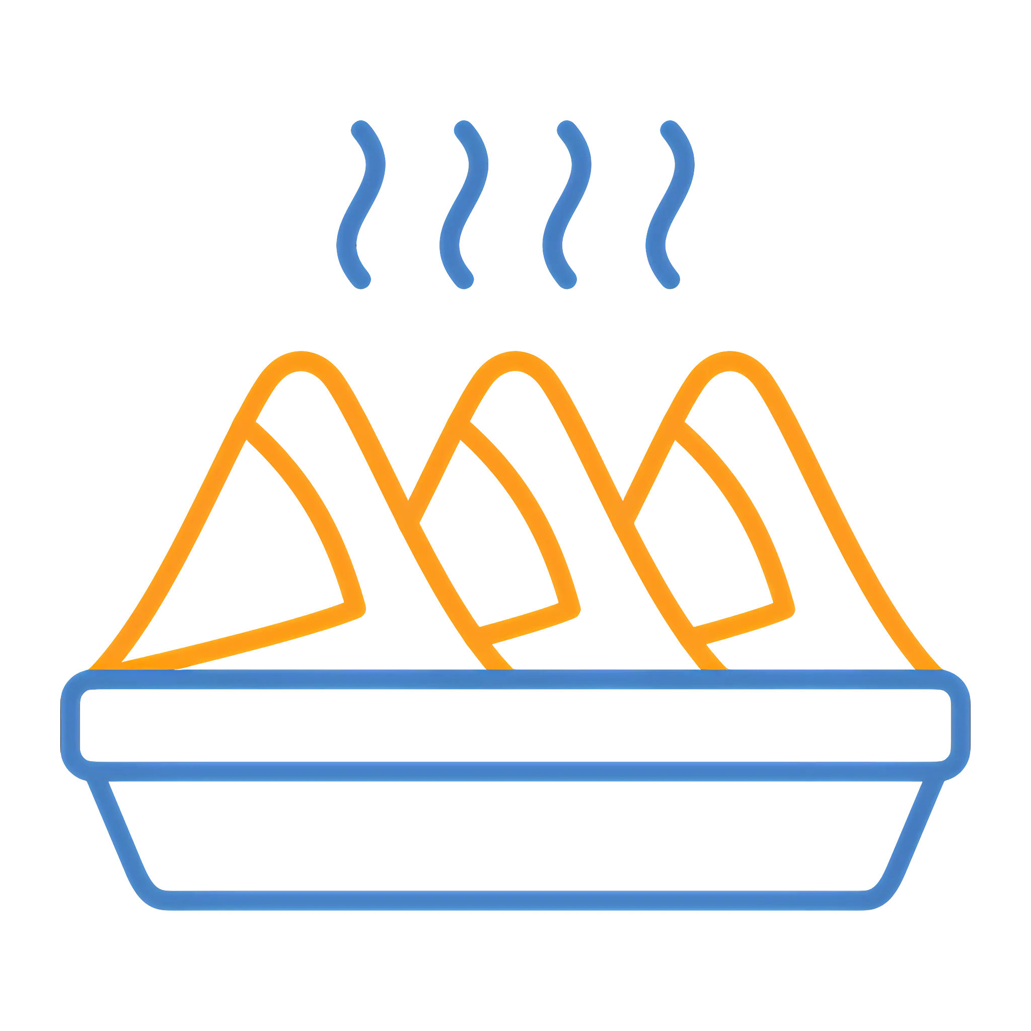 Steaming Hot Food in a Tray