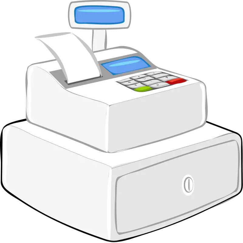 Cartoon Cash Register with Receipt