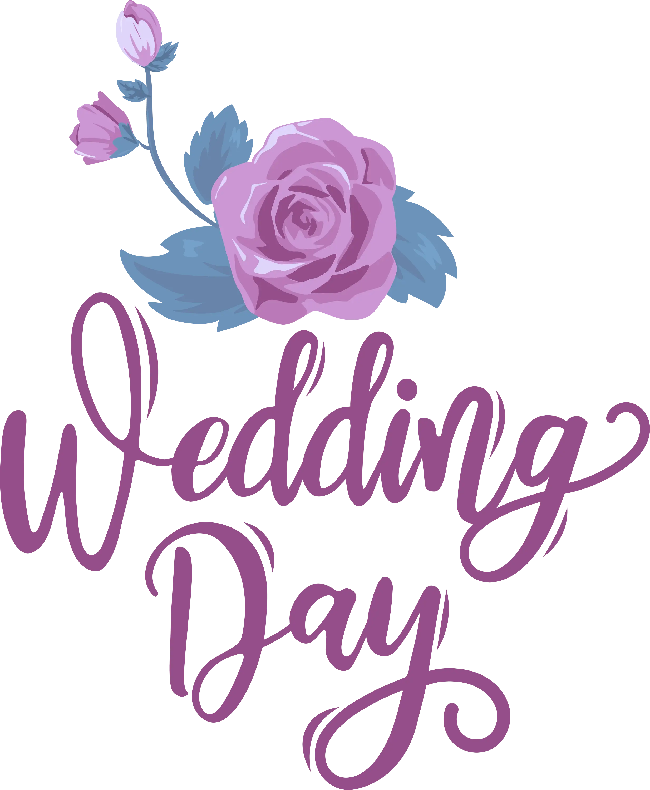 Purple Wedding Day Typography and Floral Illustration