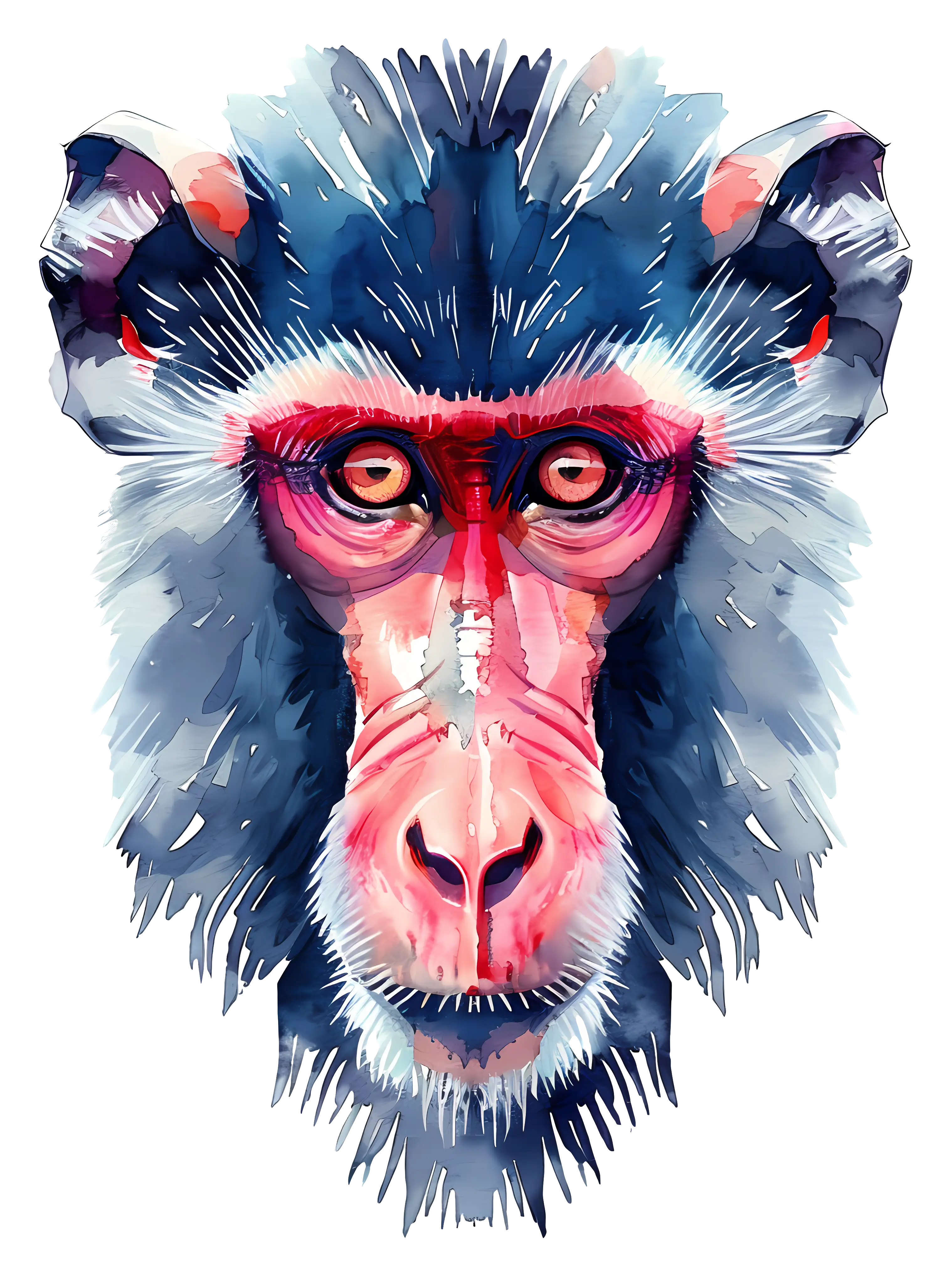 Colorful Baboon Face Illustration