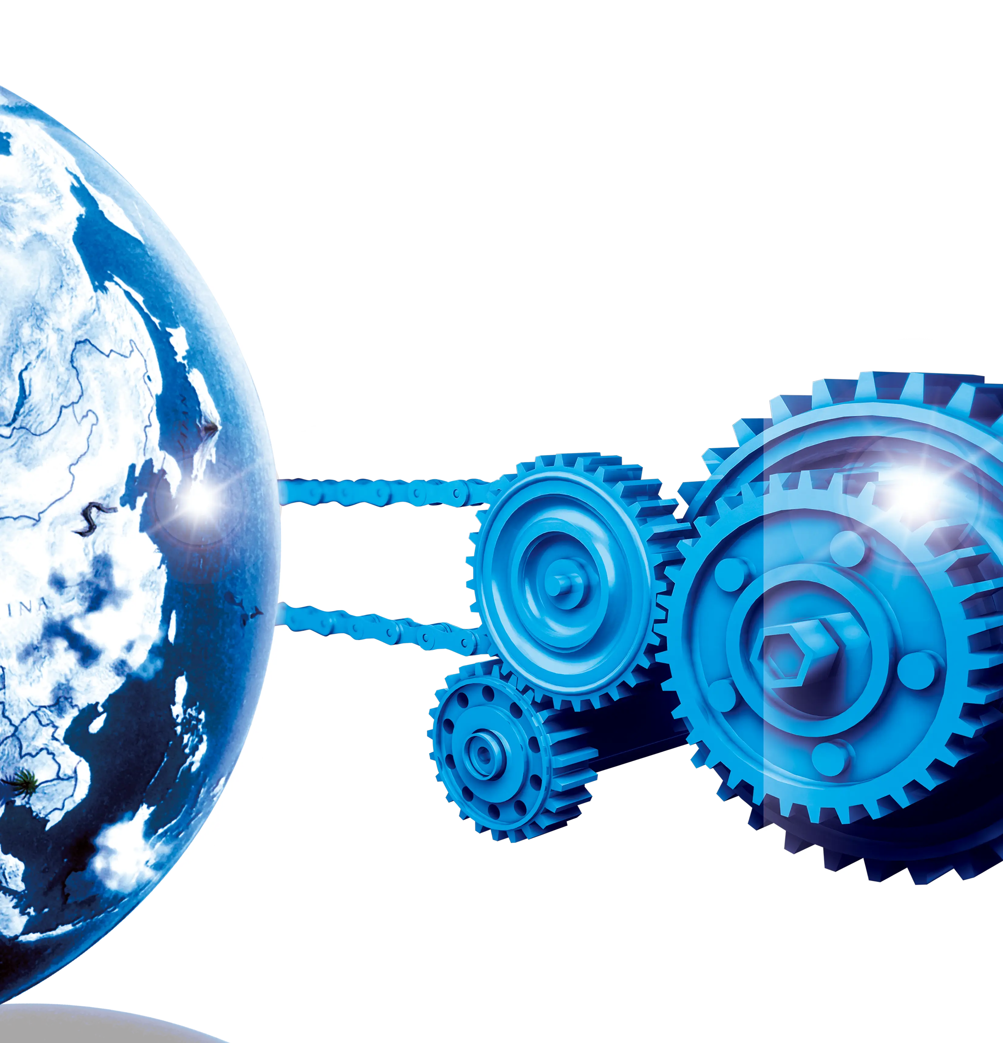 Earth and Gears Representing Global Technology