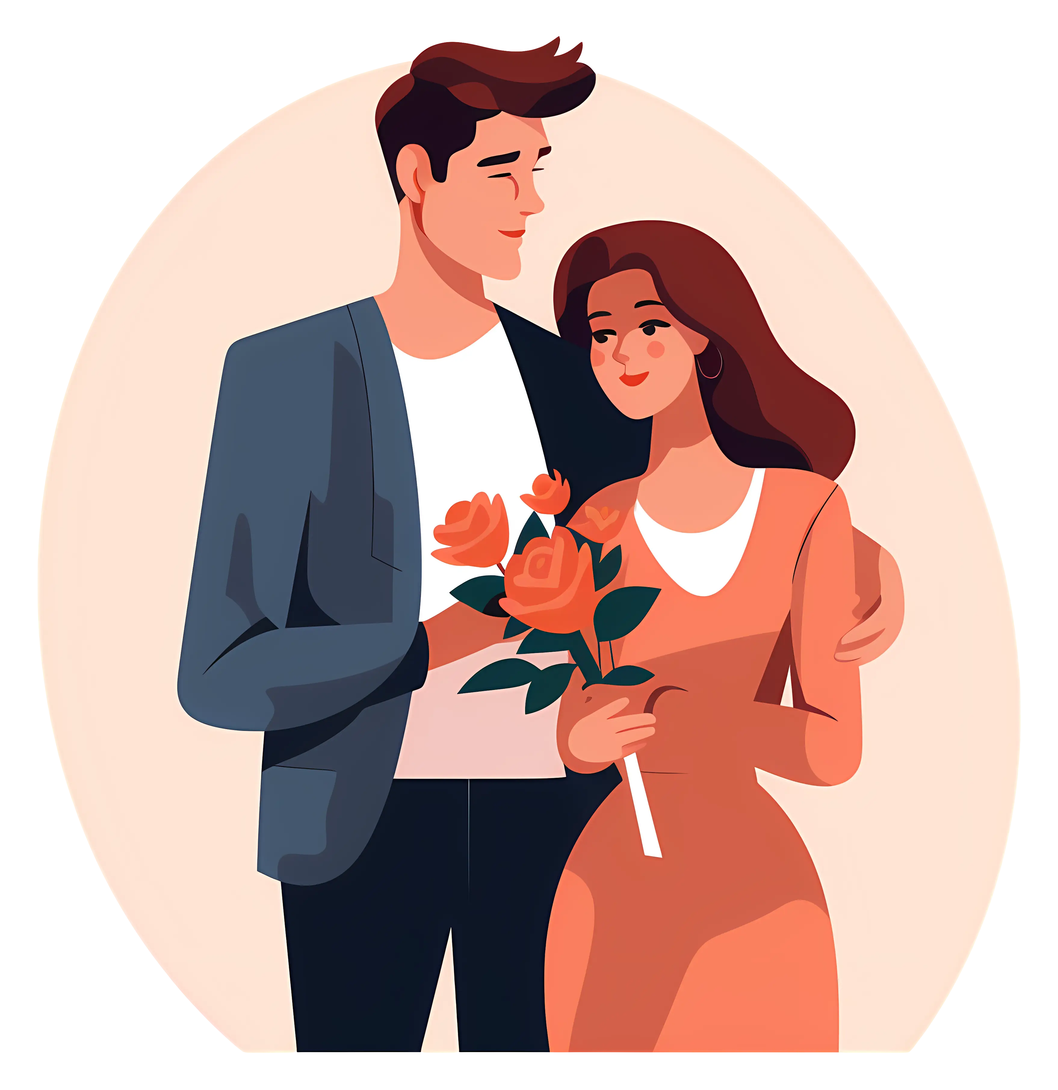 Romantic Couple with Flowers