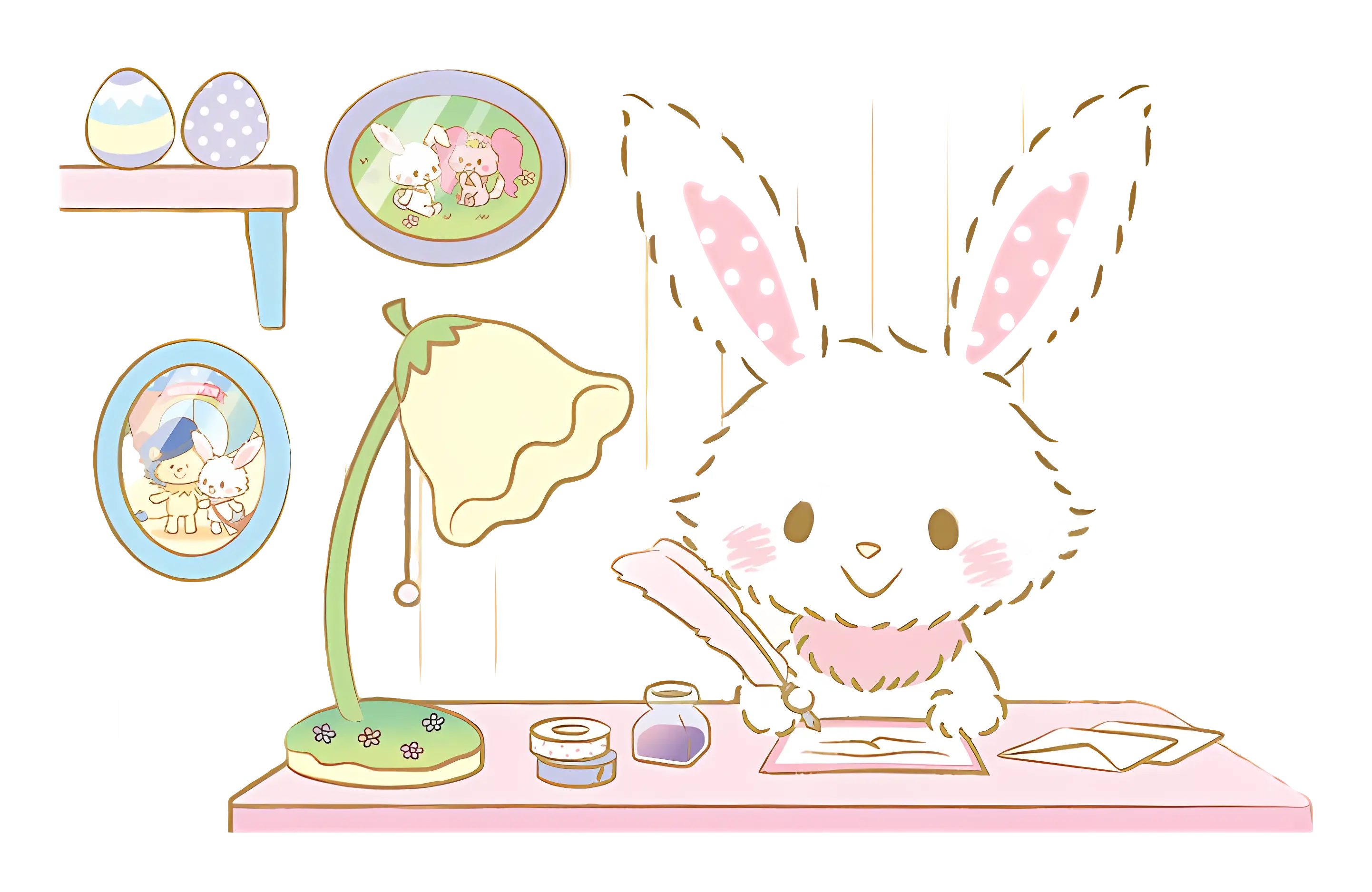 Cute Bunny Writing at Desk