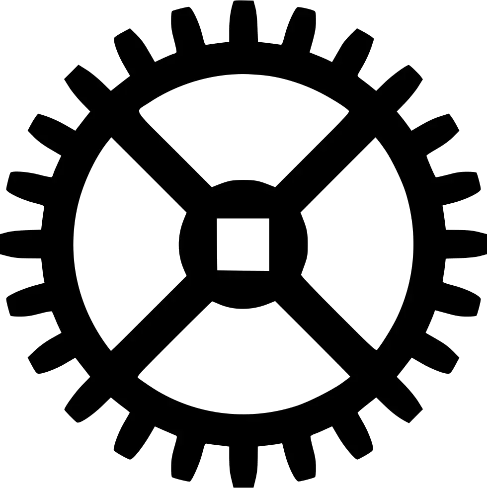 Black Gear Icon for Mechanical Concepts