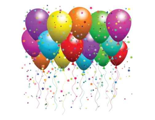 Colorful Balloons with Festive Confetti