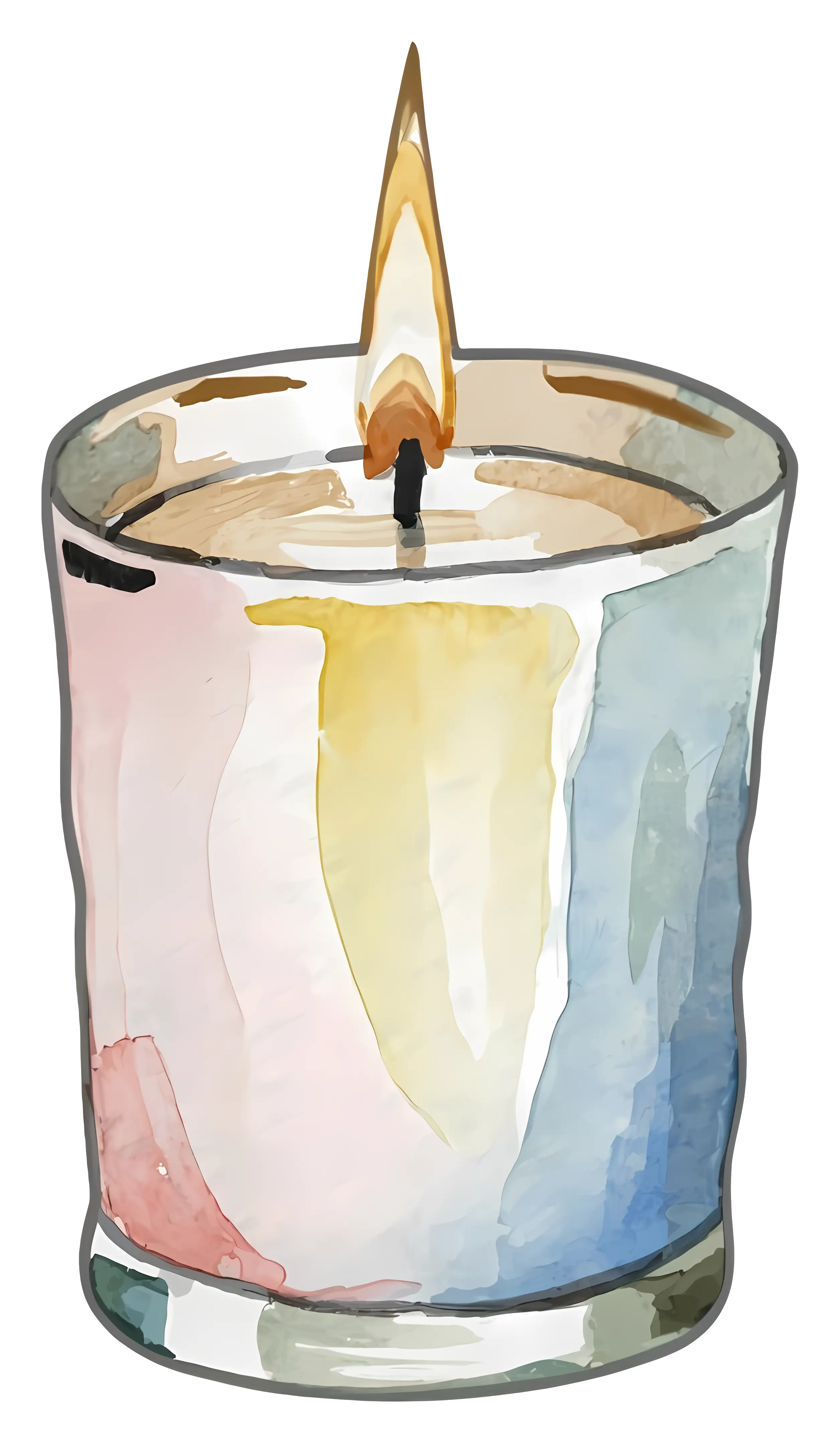 Painted Candle in Glass