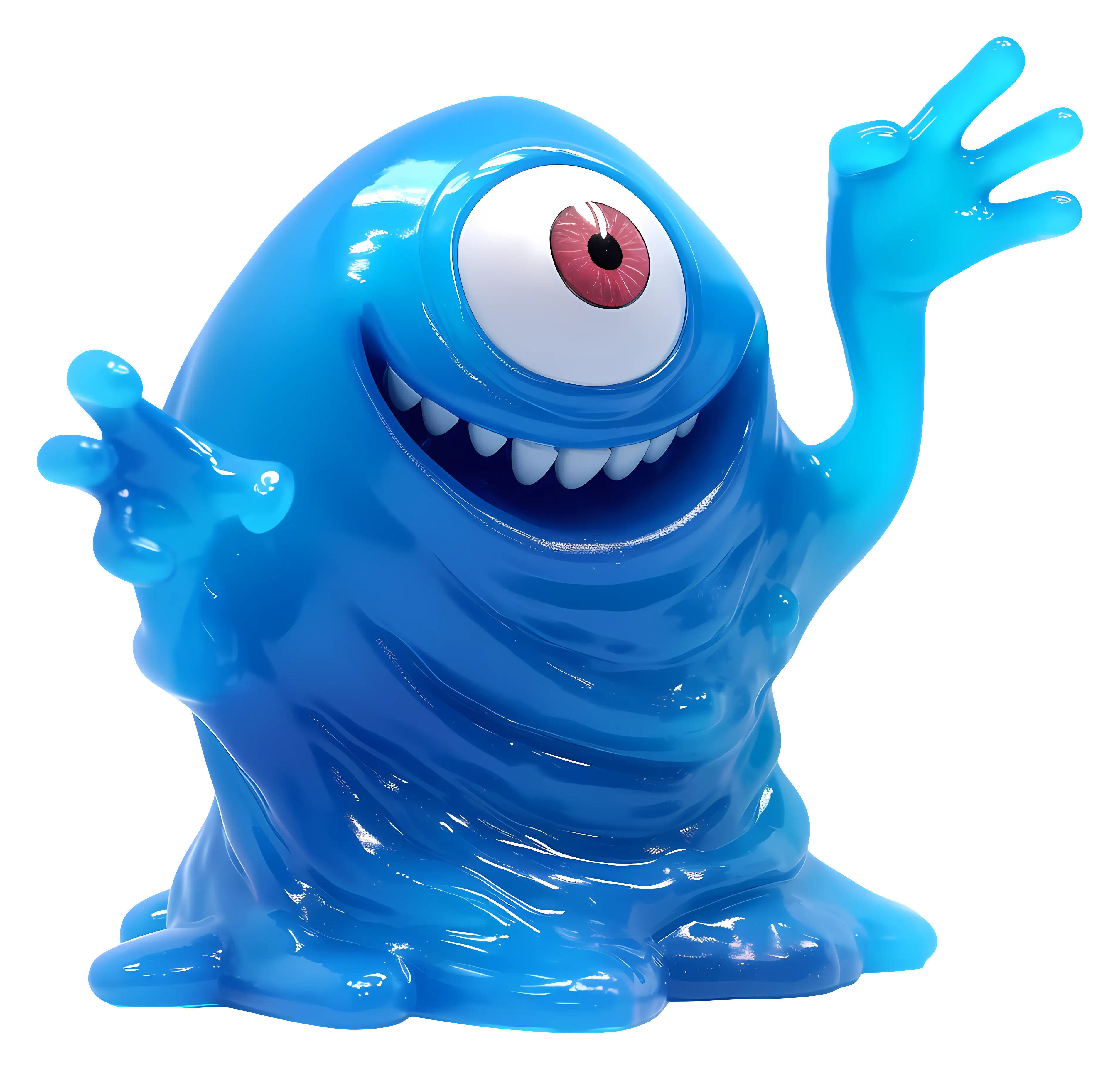 Amusing Blue Cartoon Monster Illustration